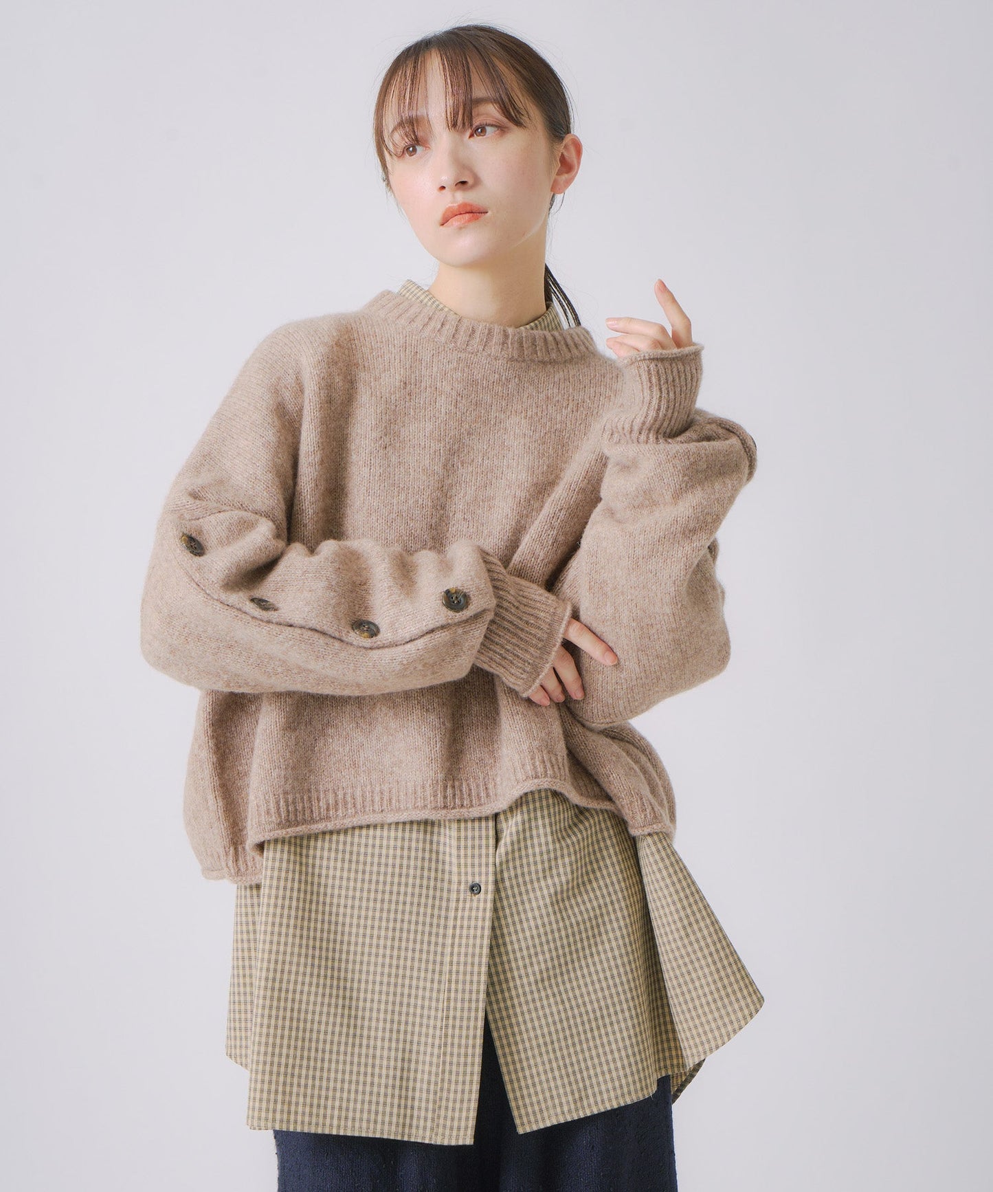 cashmere wide square knit / WHT25FKN4037
