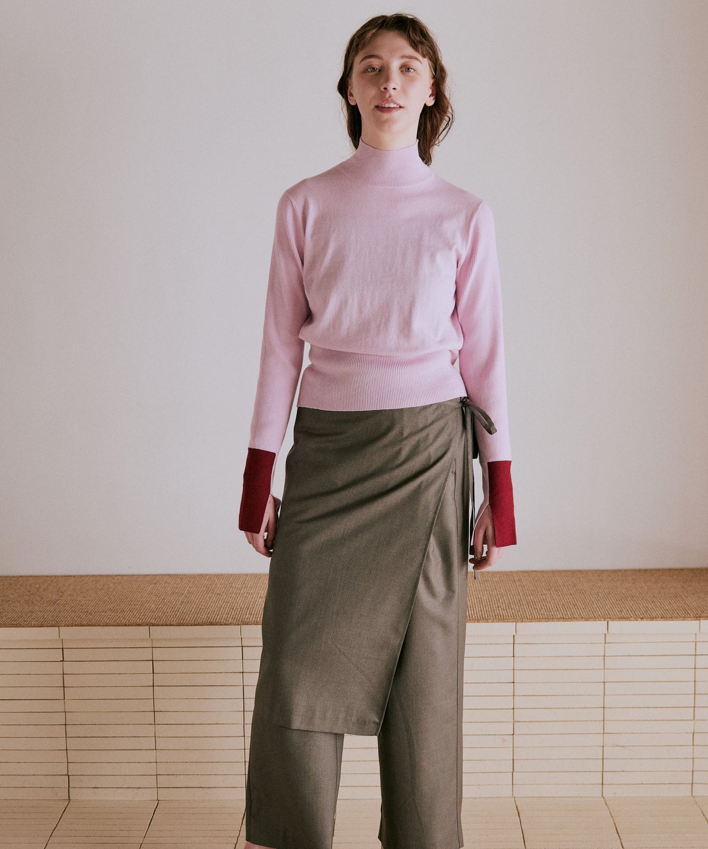 color block knit / WHT25FKN4039