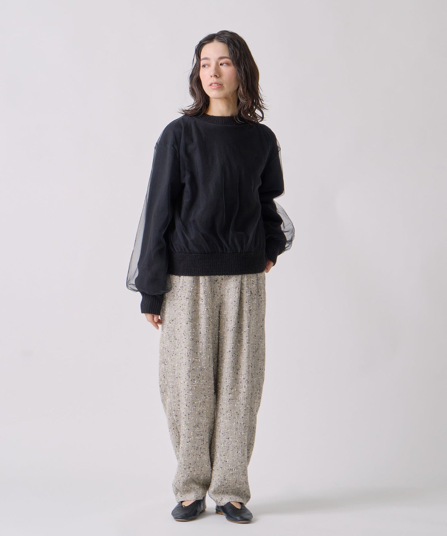 tulle layered knit / WHT25FKN4040
