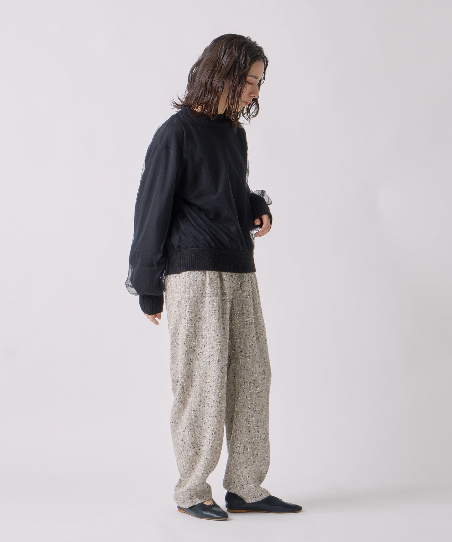 tulle layered knit / WHT25FKN4040