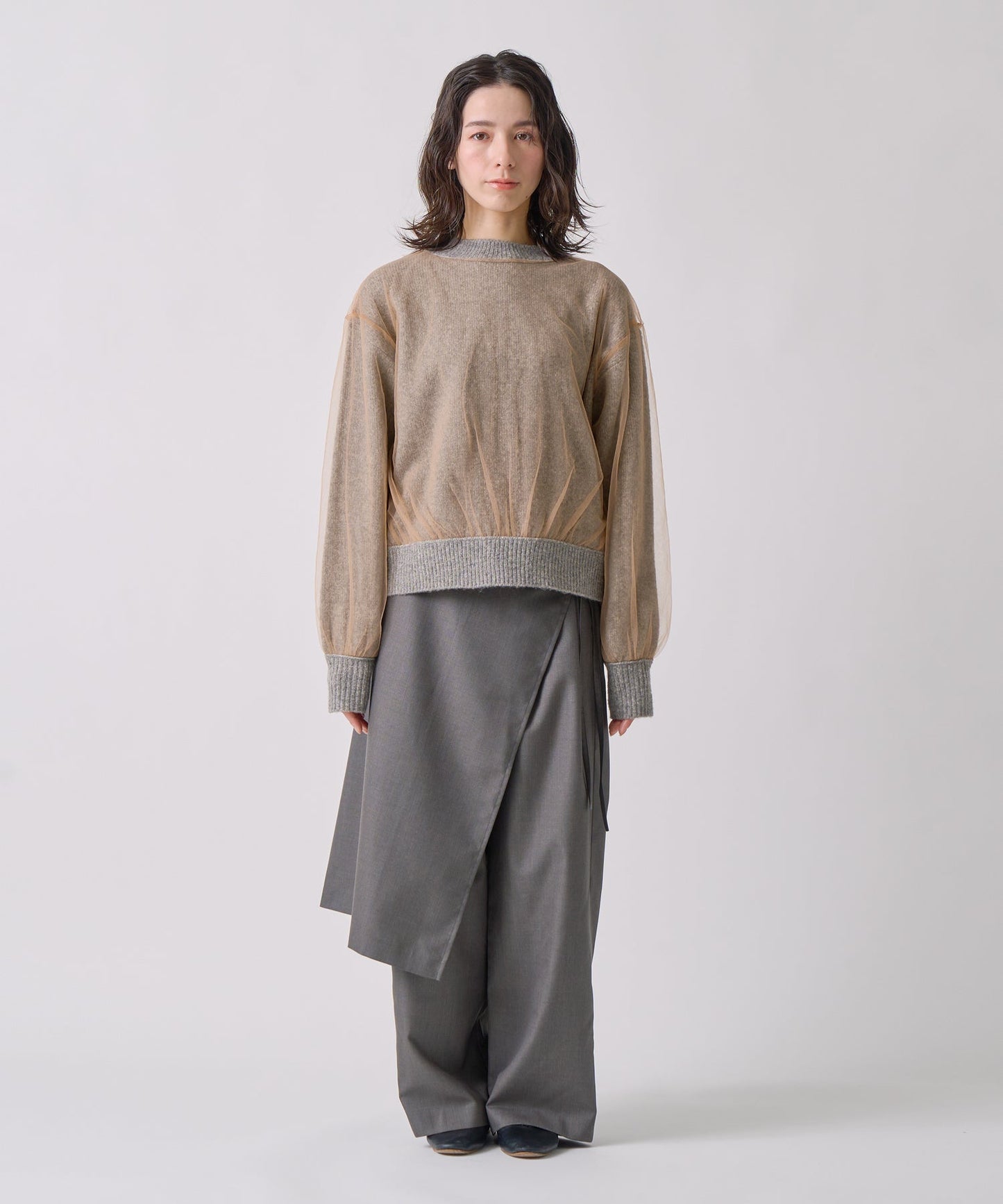 tulle layered knit / WHT25FKN4040