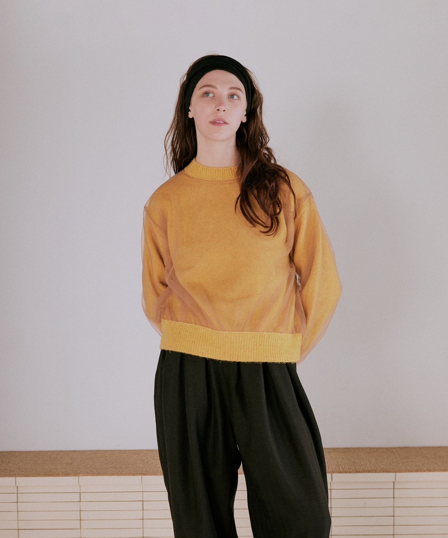 tulle layered knit / WHT25FKN4040