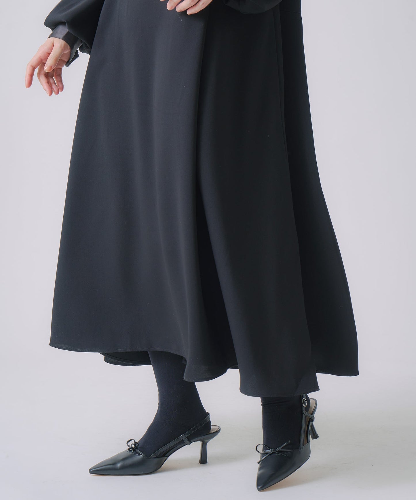 stand frill collar a line dress / WHT25FOP4073