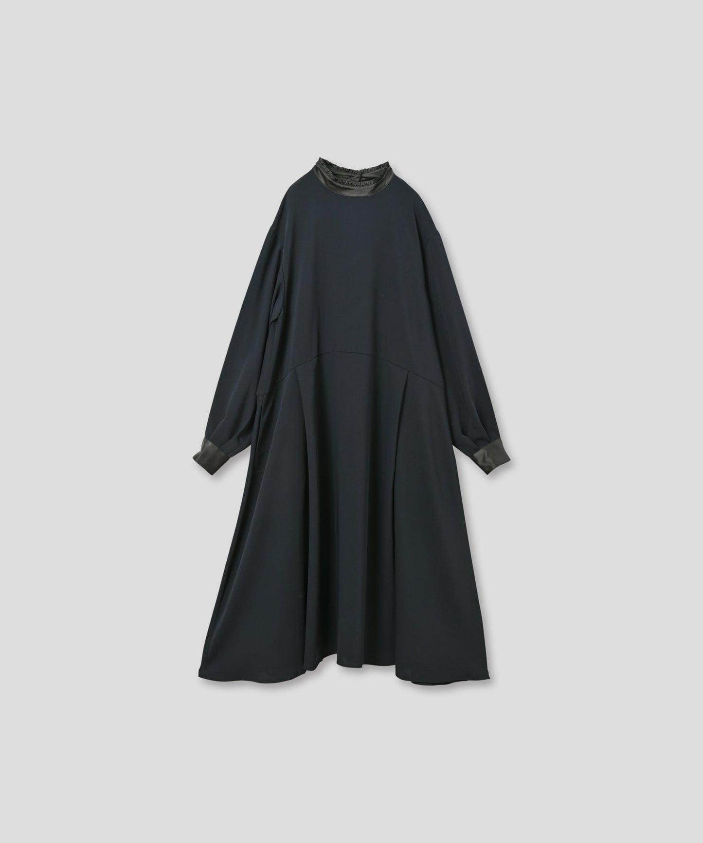 stand frill collar a line dress / WHT25FOP4073