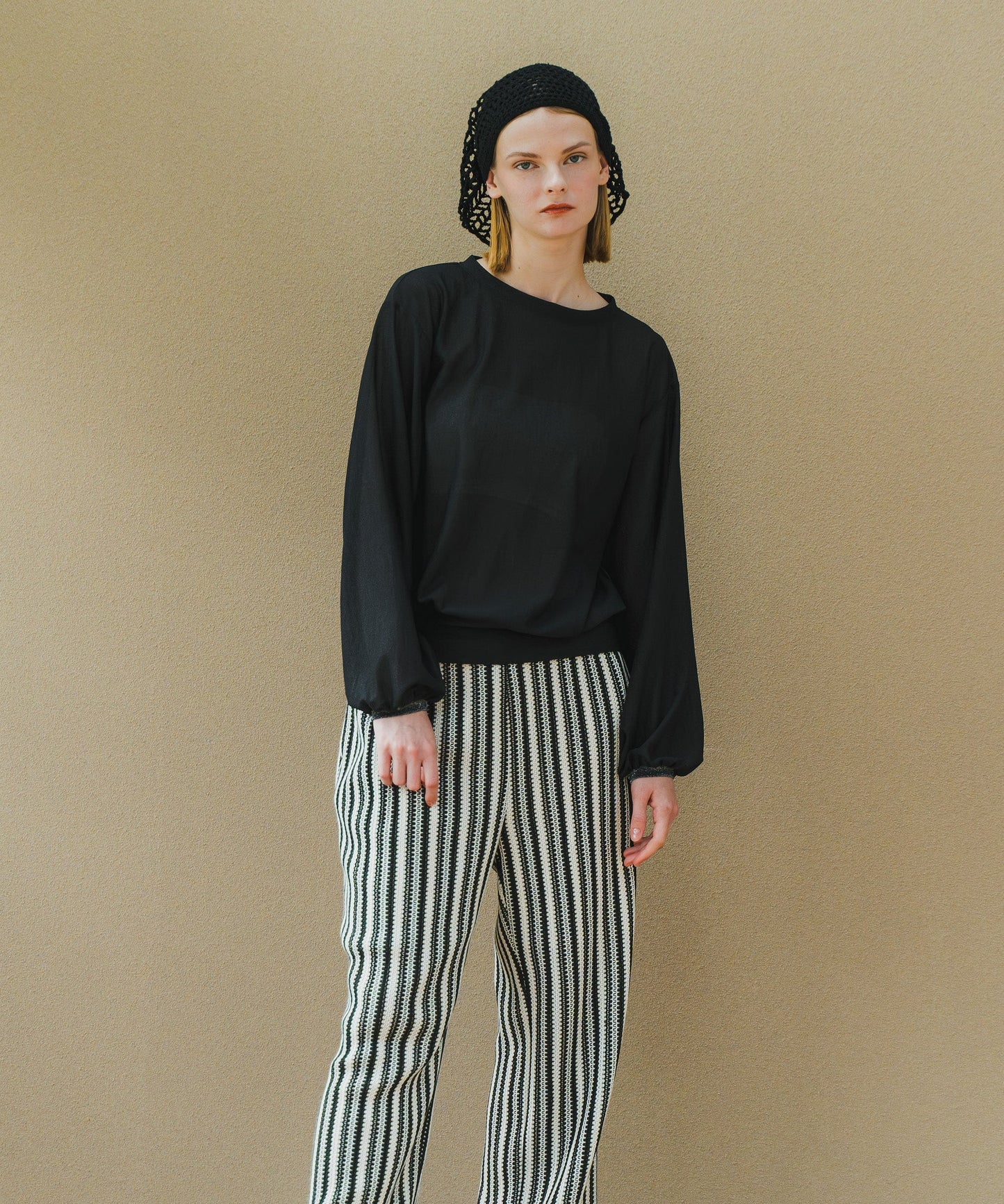 SHEER VOLUME SLEEVES BLOUSE / WHT25HBL4060