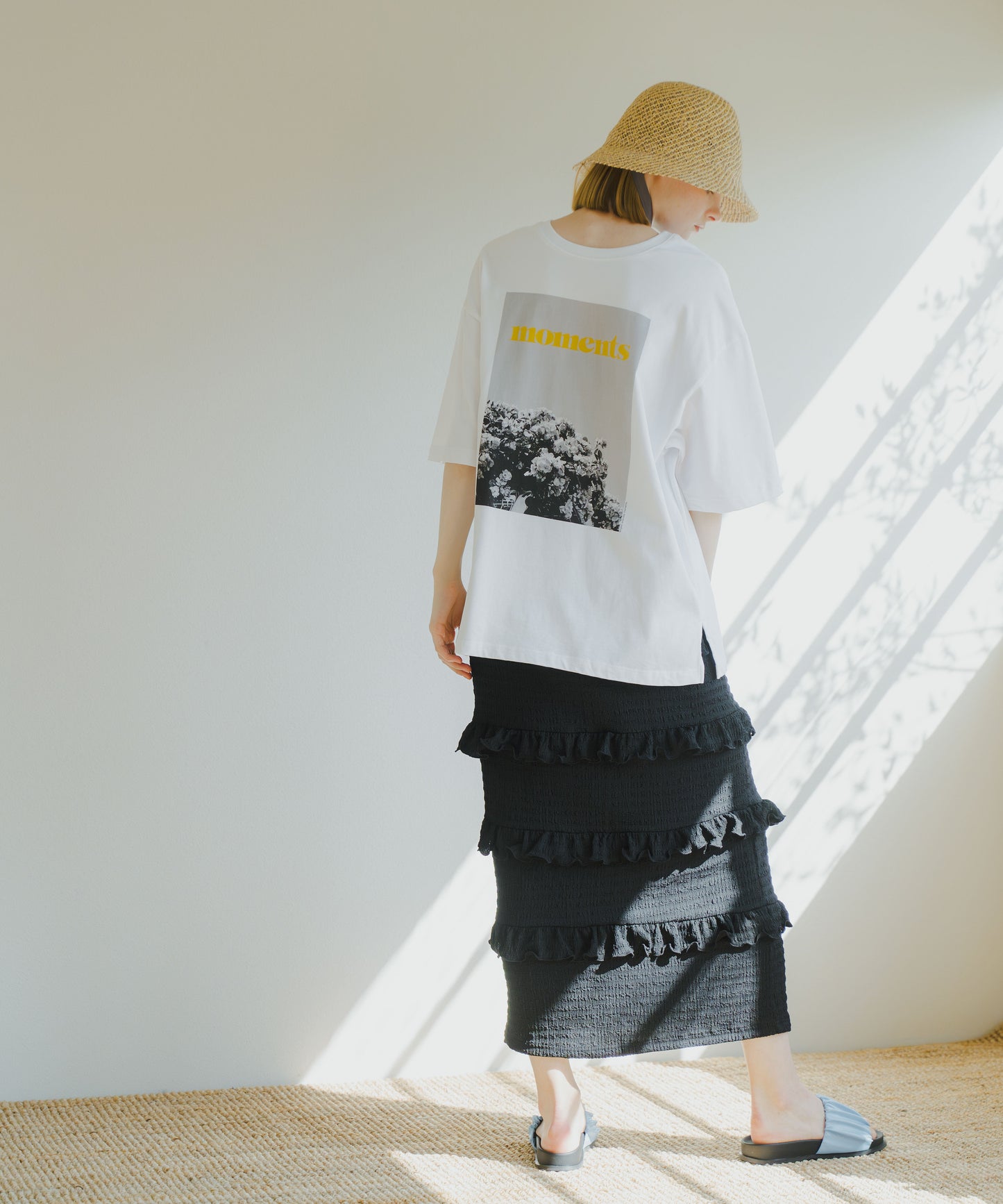 2WAY PRINT TEE MOMENT / WHT25HBL4064