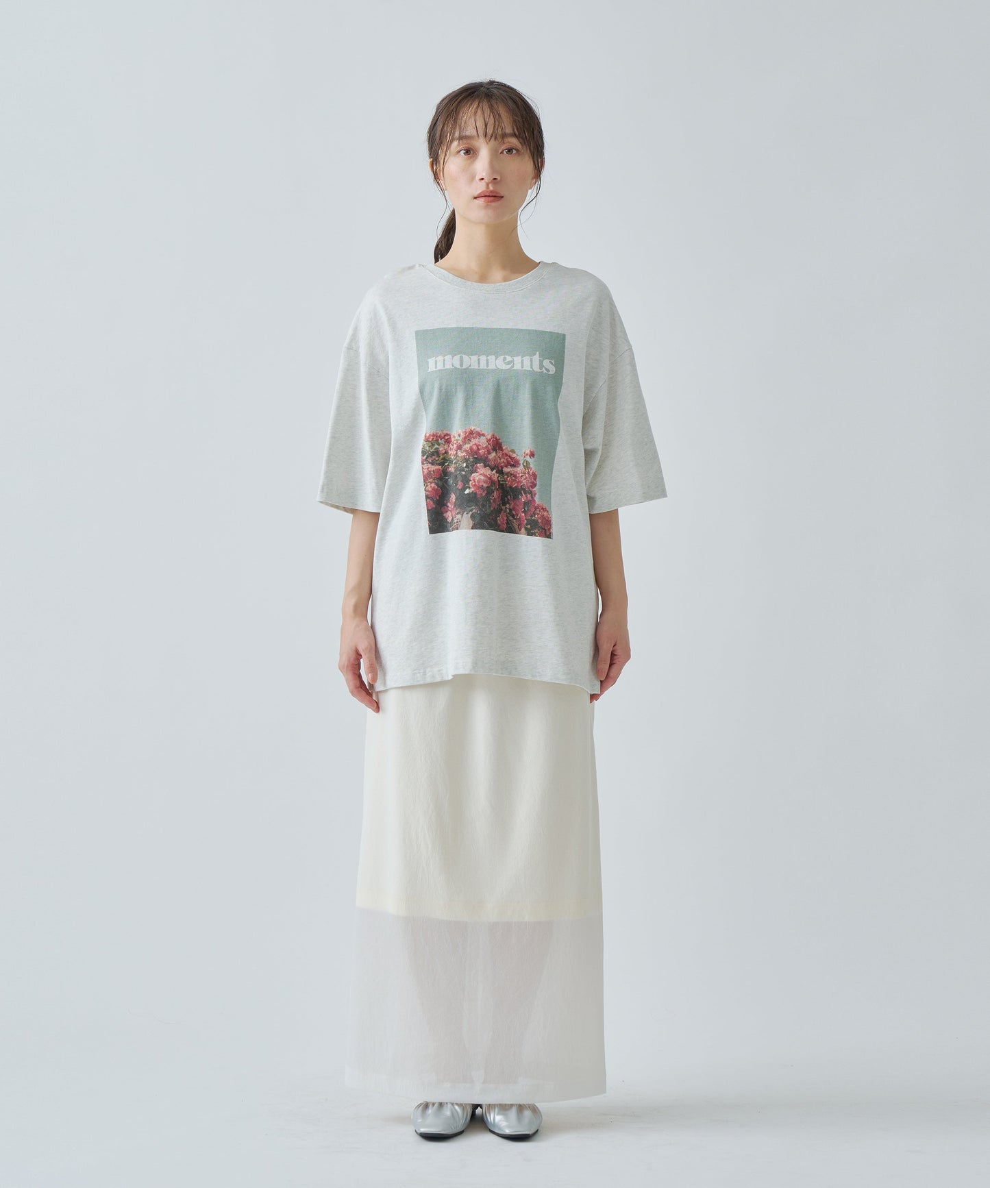 2WAY PRINT TEE MOMENT / WHT25HBL4064