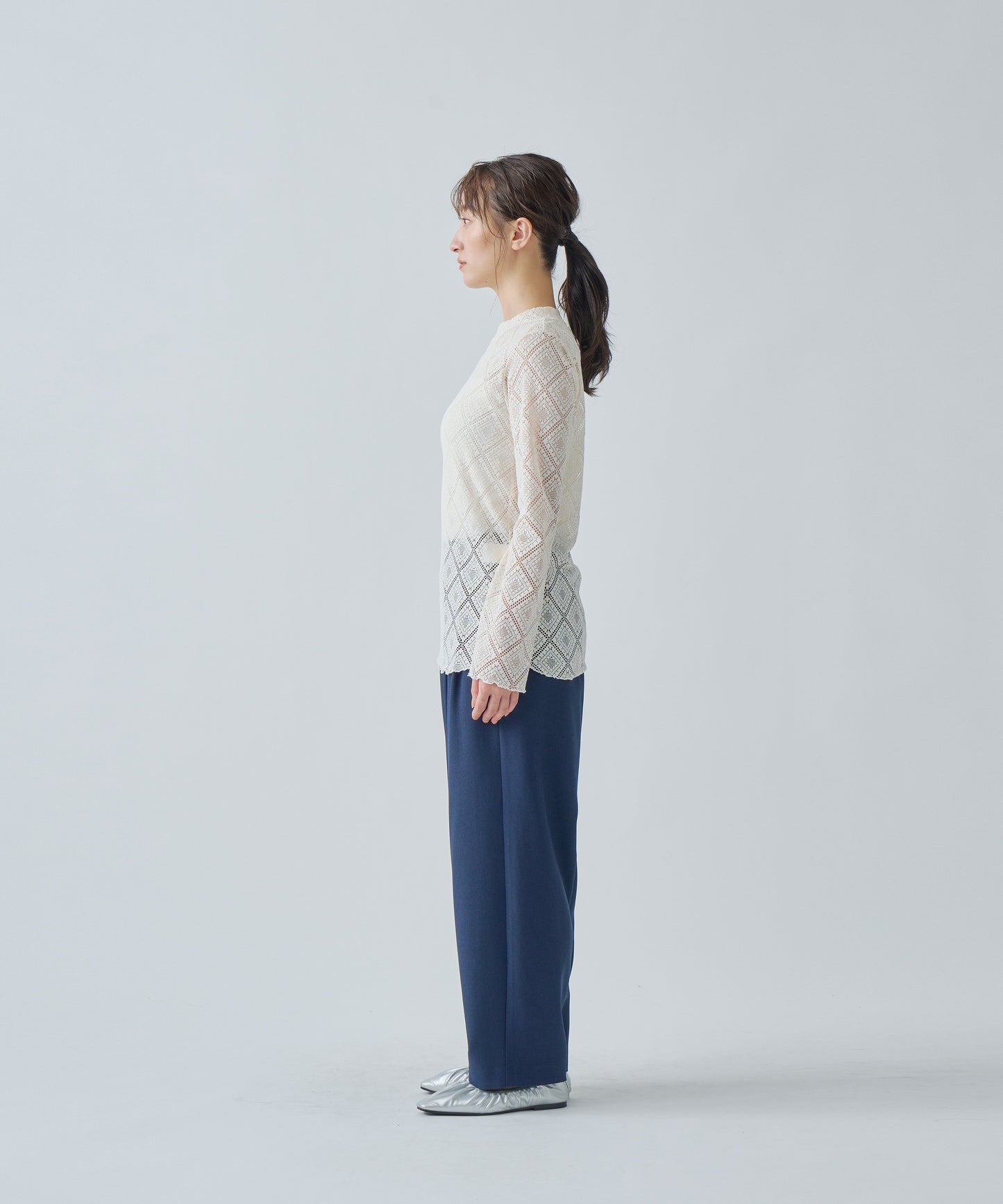 FLARE SLEEVES LACE BLOUSE / WHT25HBL4068