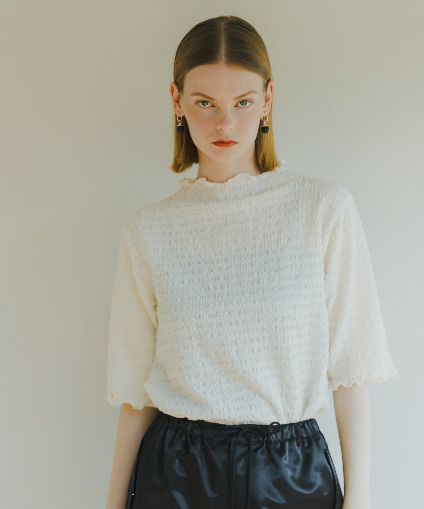 CRAPE STRETCH BLOUSE / WHT25HBL4070