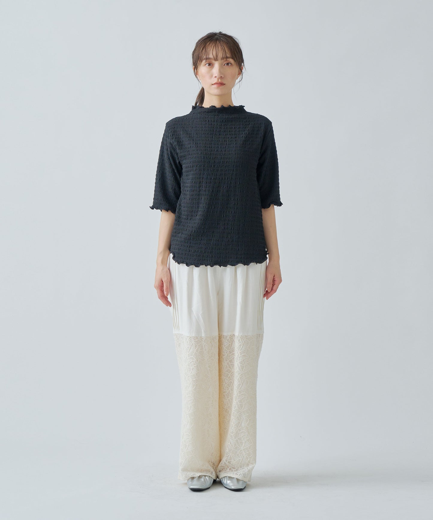 CRAPE STRETCH BLOUSE / WHT25HBL4070