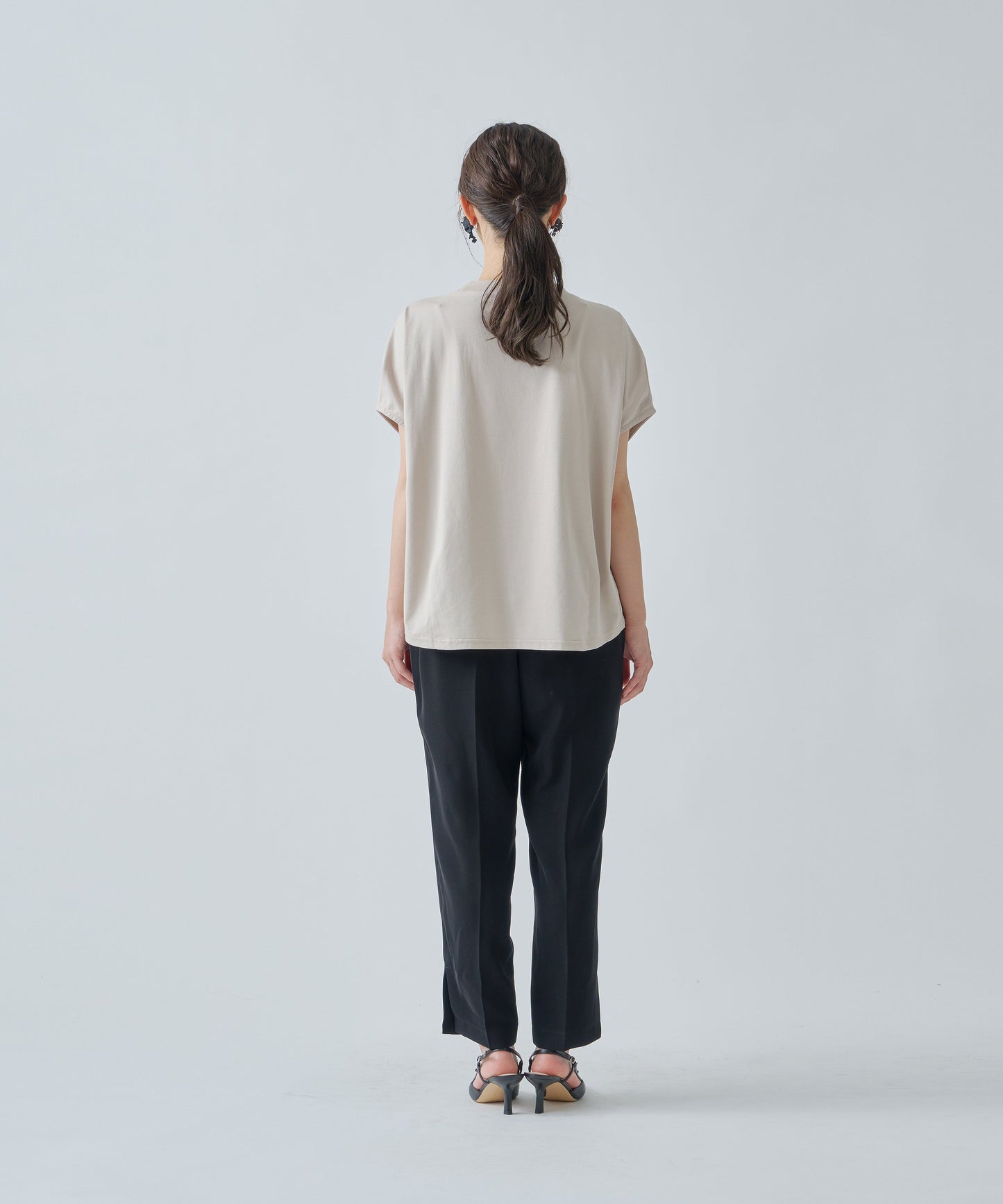 drop french sleeve tee / WHT25HBL4071