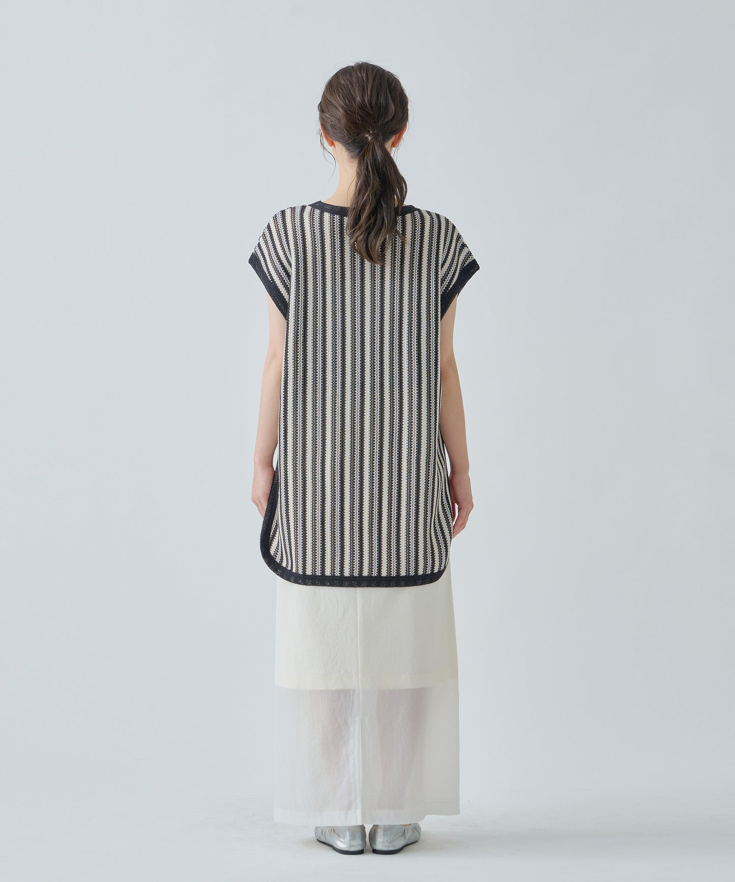 STRIPE OPEN WORK TOPS / WHT25HBL4072