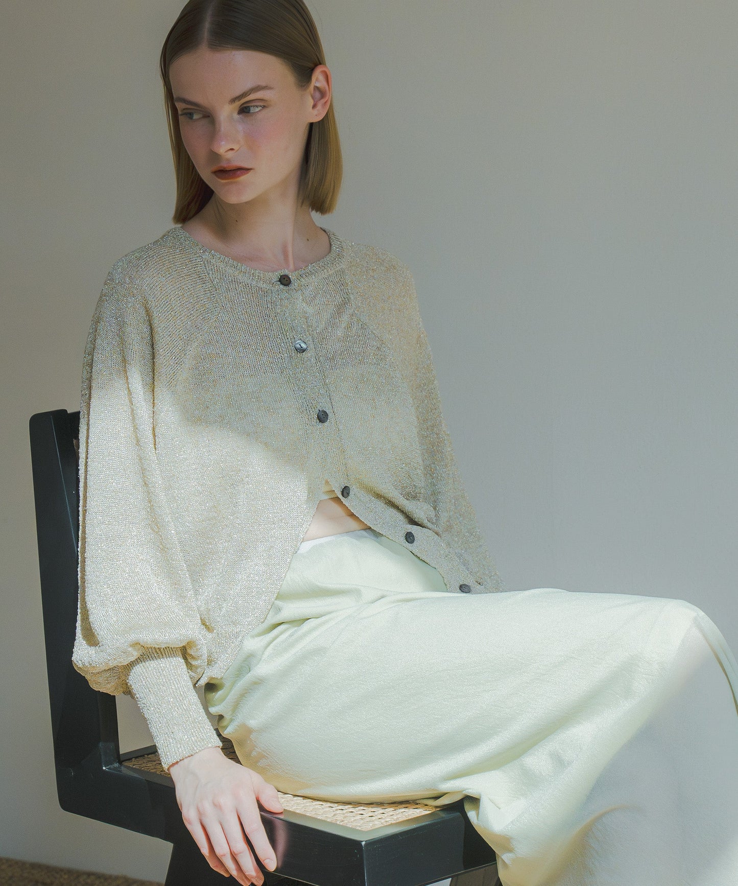 GLITTER KNIT CARDIGAN / WHT25HKN4033