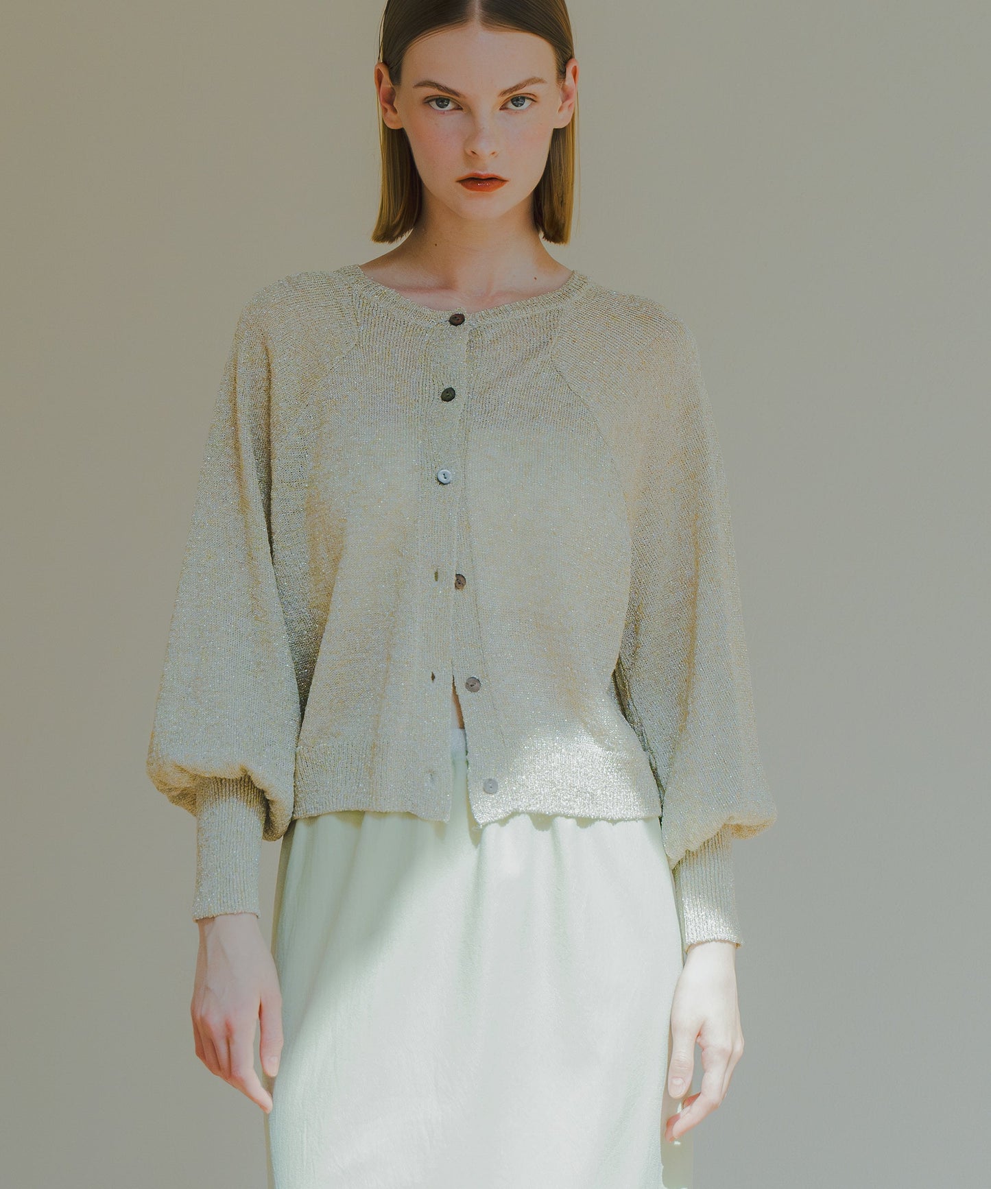 GLITTER KNIT CARDIGAN / WHT25HKN4033
