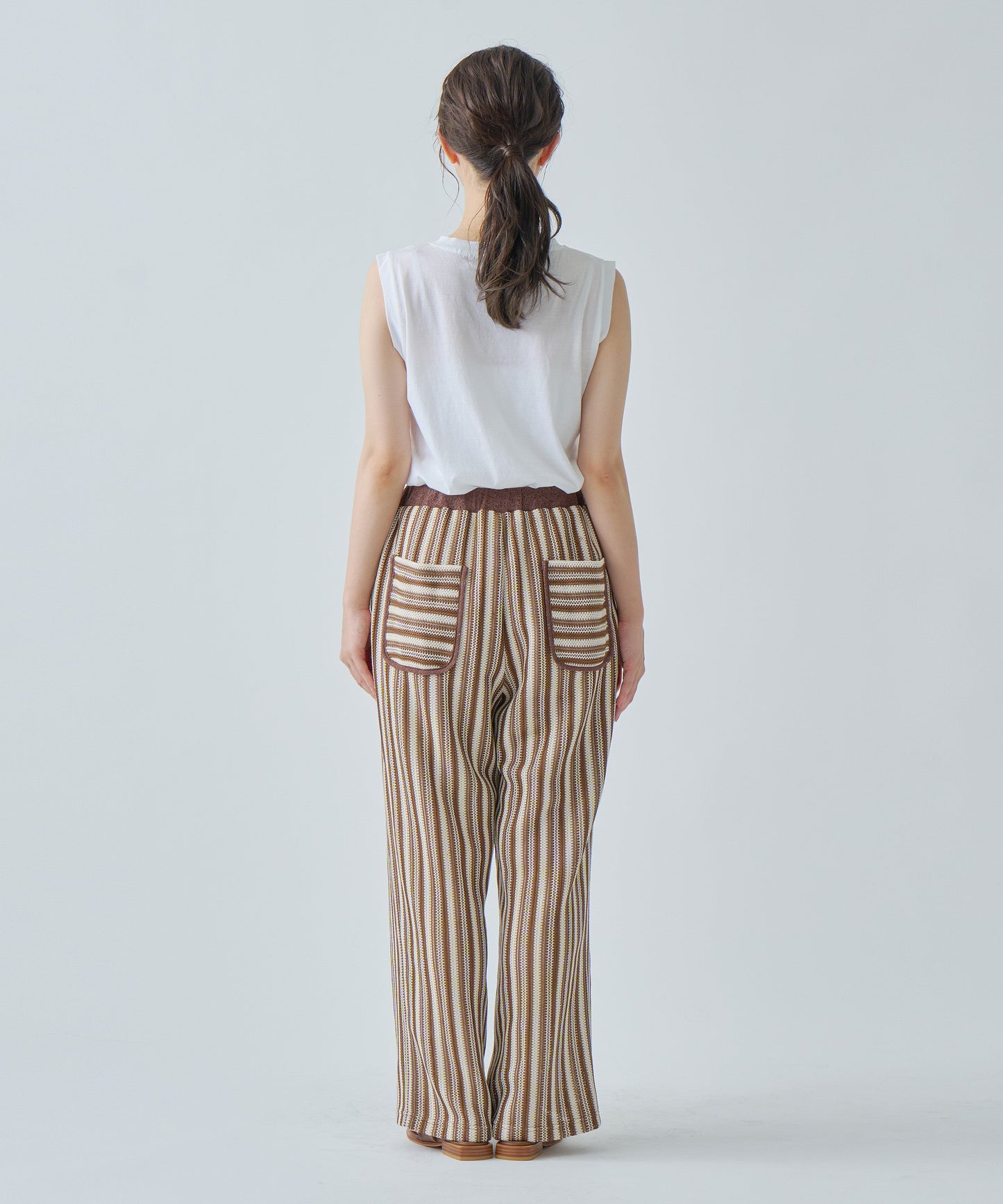STRIPE OPEN WORK PANTS / WHT25HPT4052
