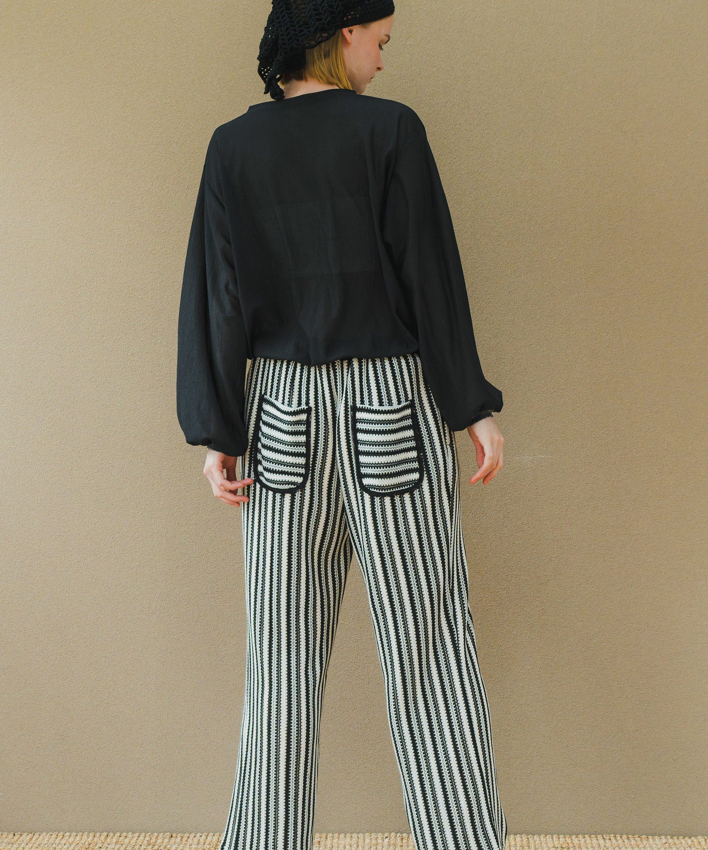 STRIPE OPEN WORK PANTS / WHT25HPT4052