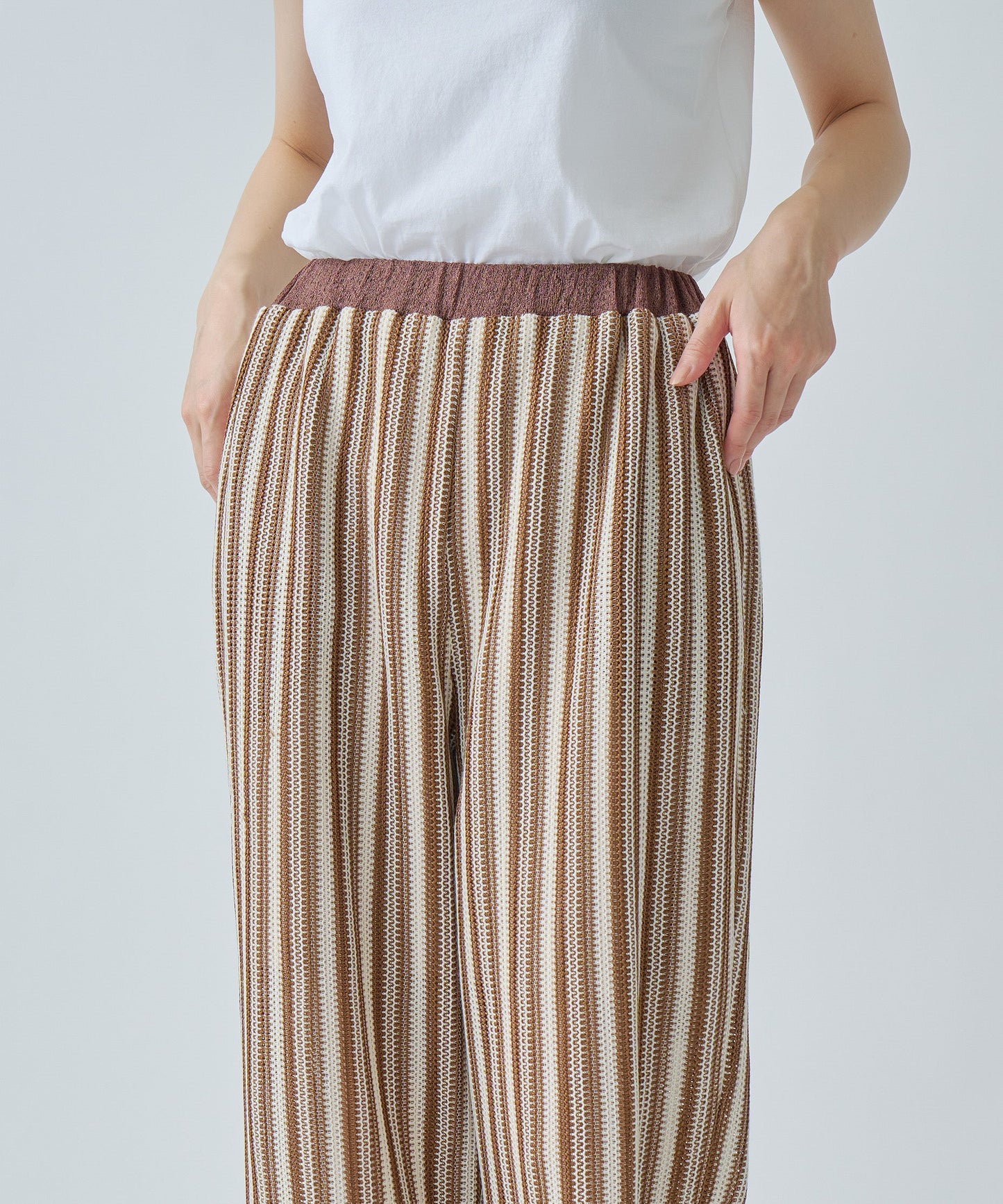 STRIPE OPEN WORK PANTS / WHT25HPT4052