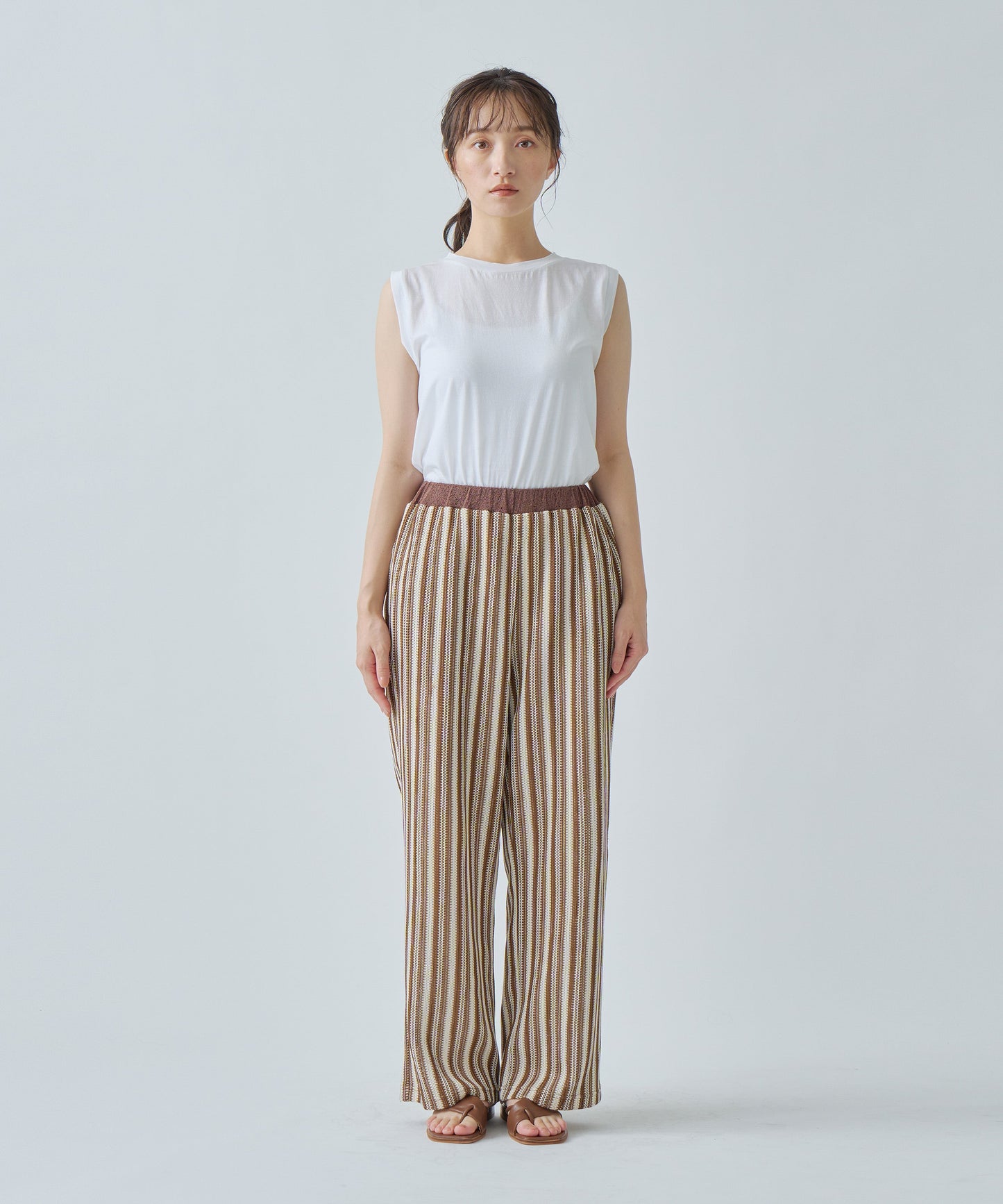 STRIPE OPEN WORK PANTS / WHT25HPT4052