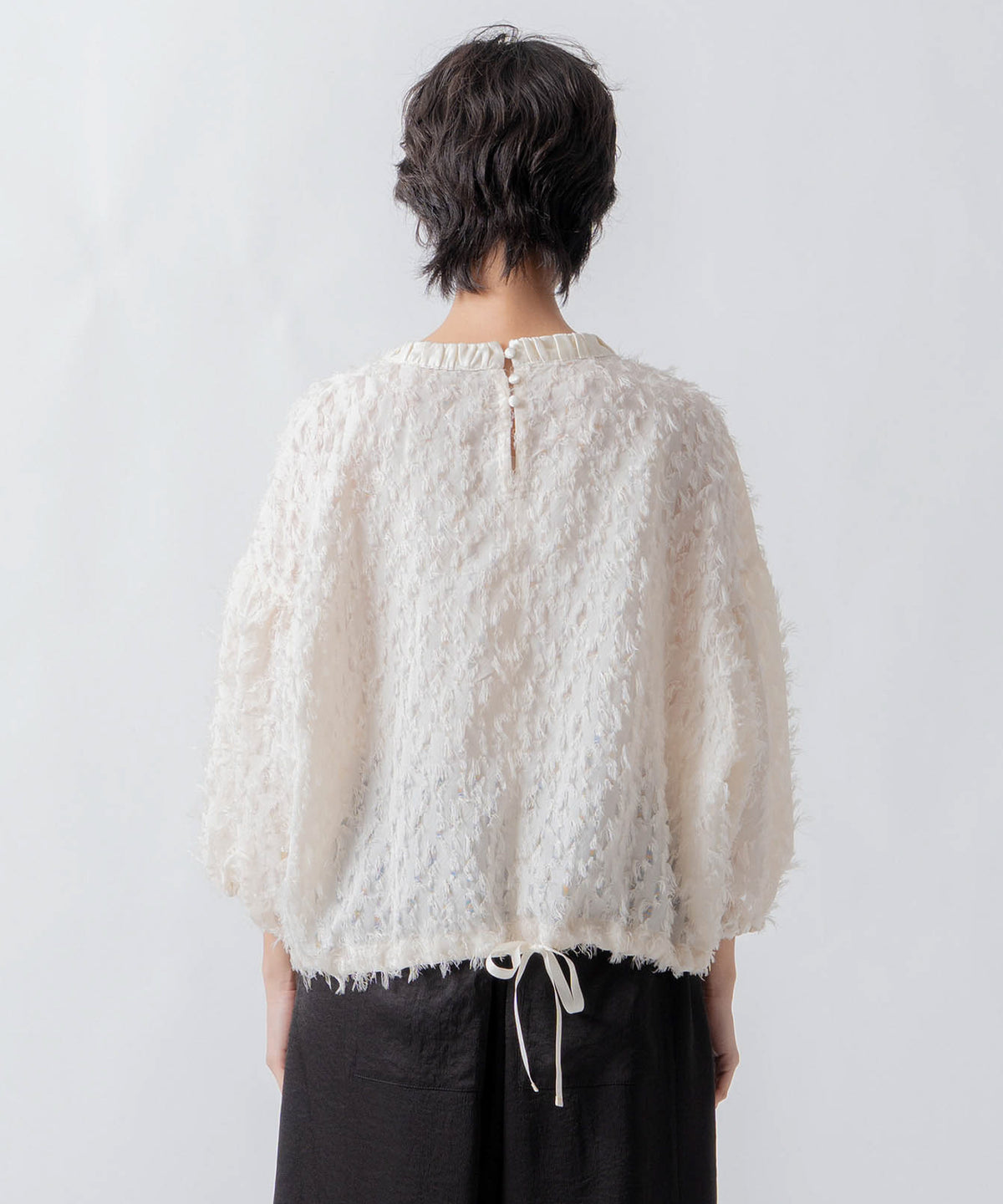 jacquard volume blouse / WHT24FBL4053