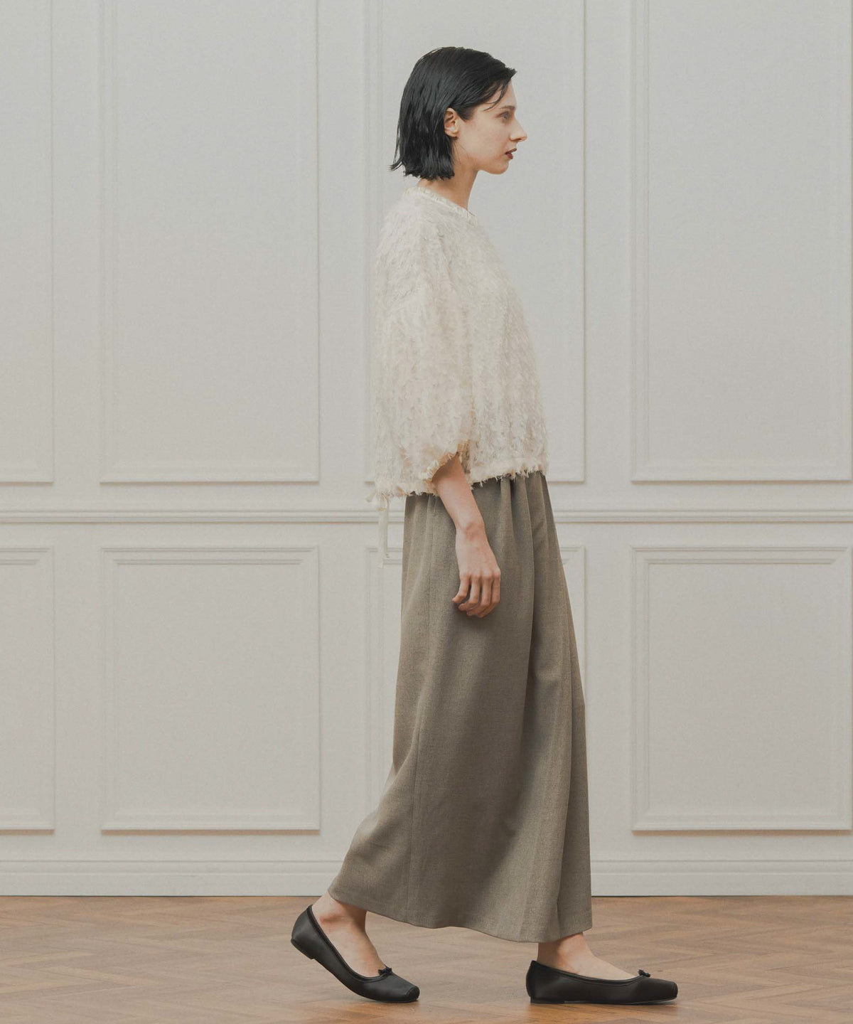 jacquard volume blouse / WHT24FBL4053