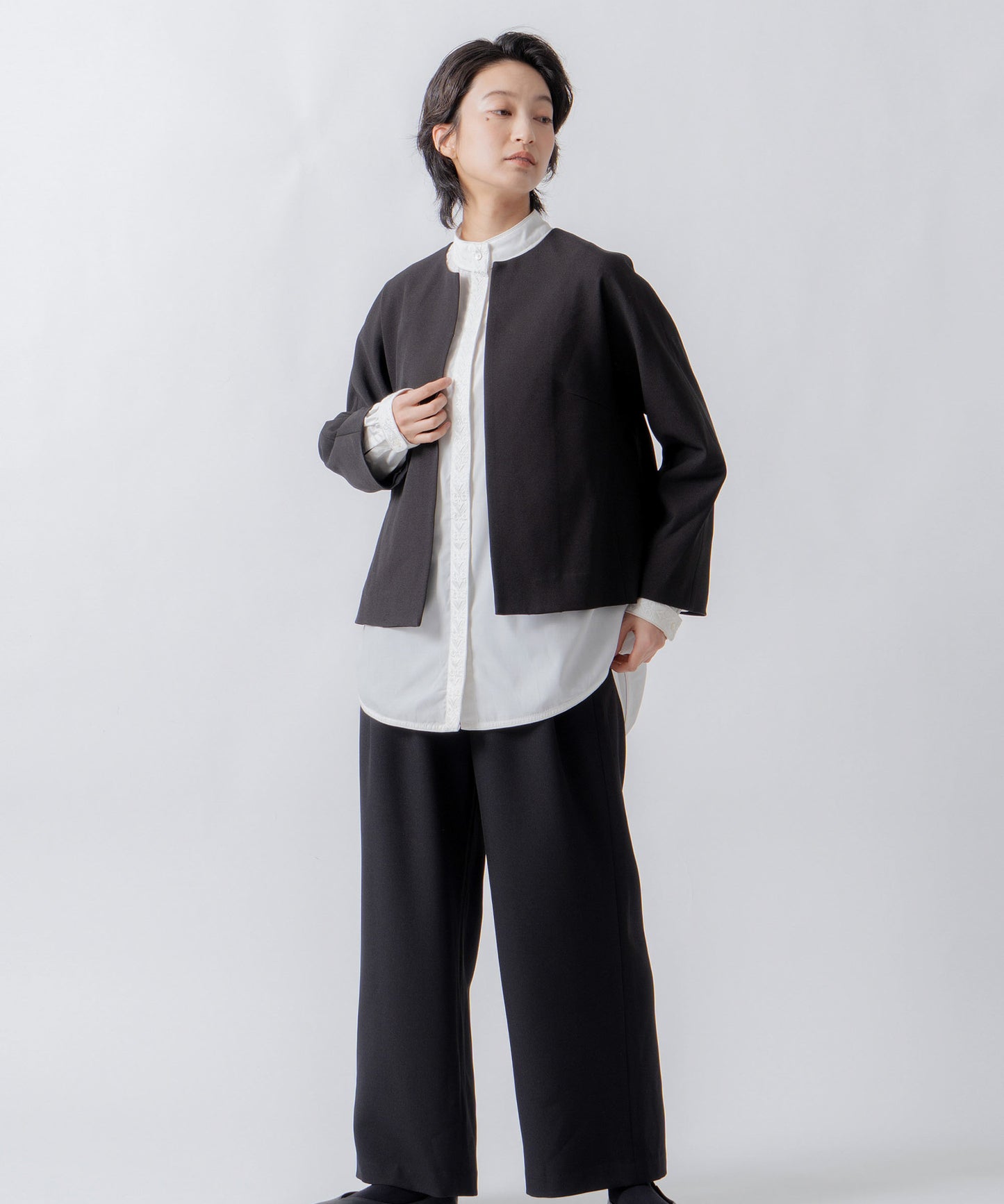 no collar jacket / WHT23HJK4021
