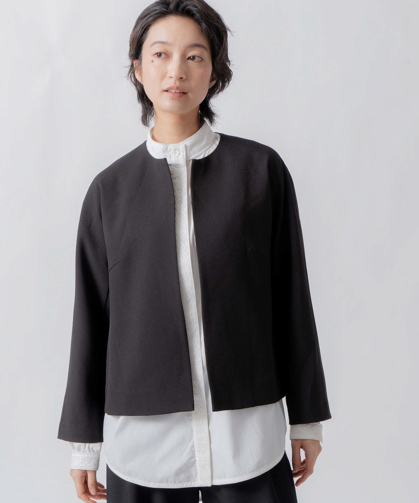 no collar jacket / WHT23HJK4021