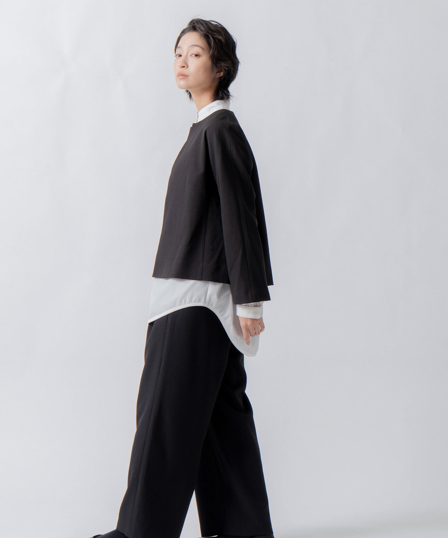 no collar jacket / WHT23HJK4021