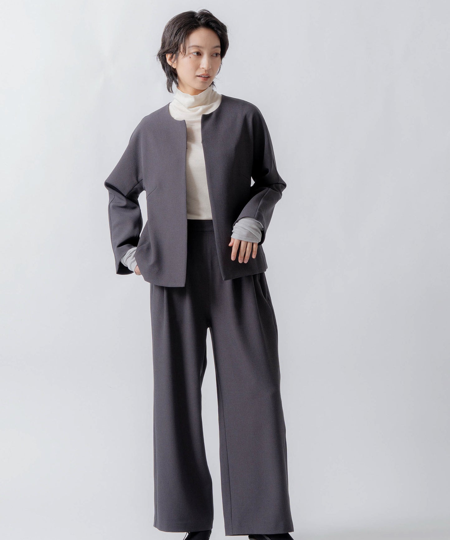 no collar jacket / WHT23HJK4021