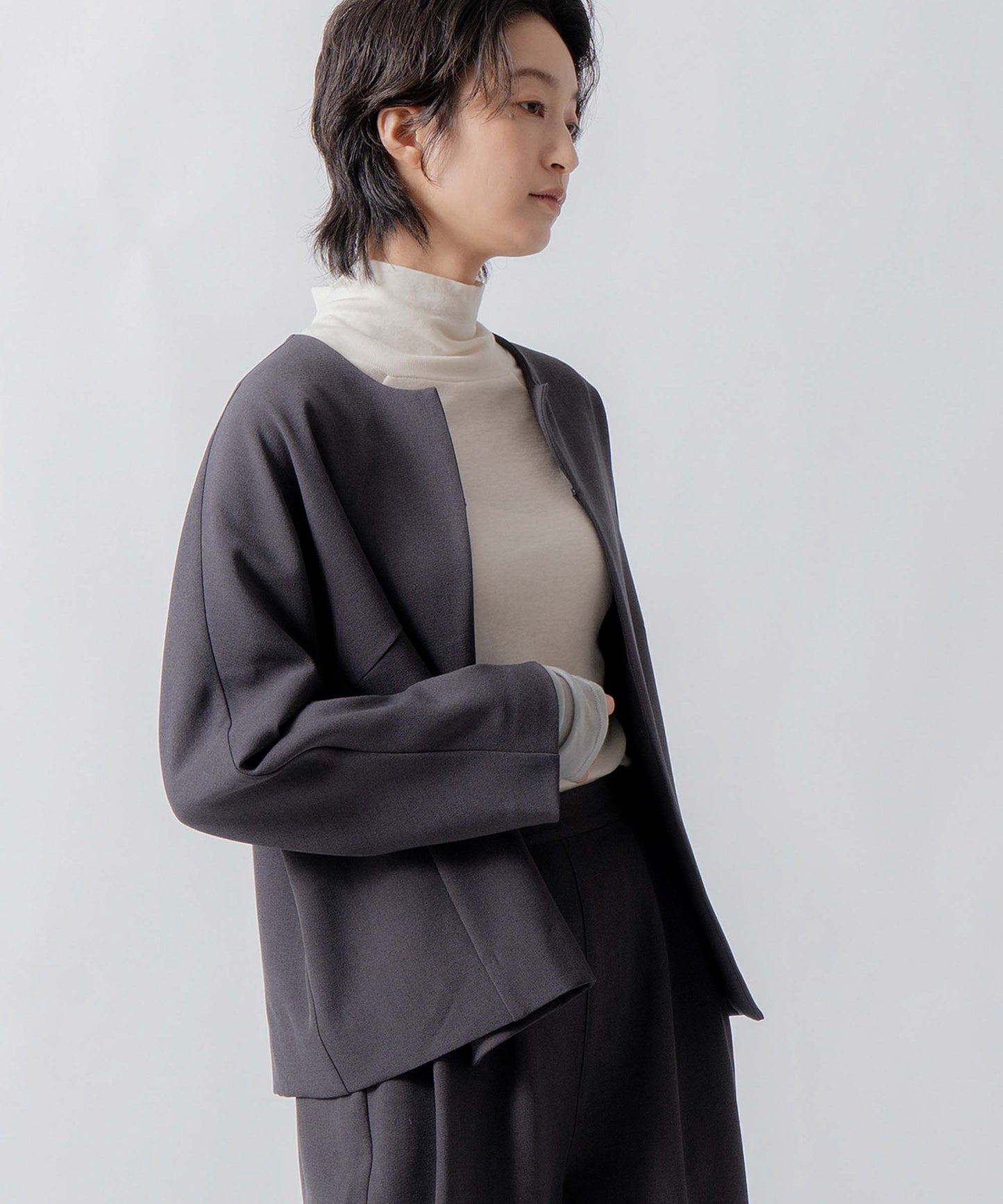 no collar jacket / WHT23HJK4021