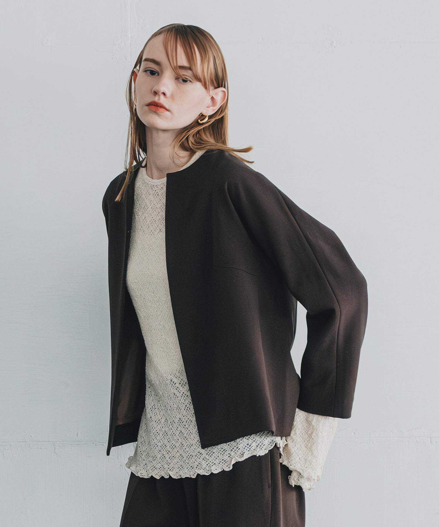 jacquard slit over jacket / WHT26HJK4059 main image 0
