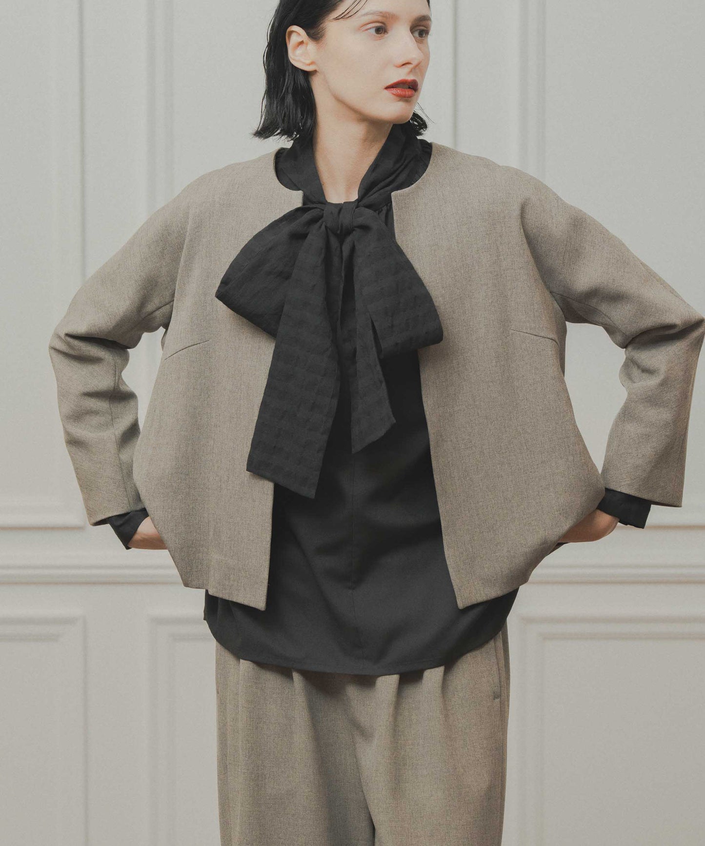 no collar jacket / WHT23HJK4021