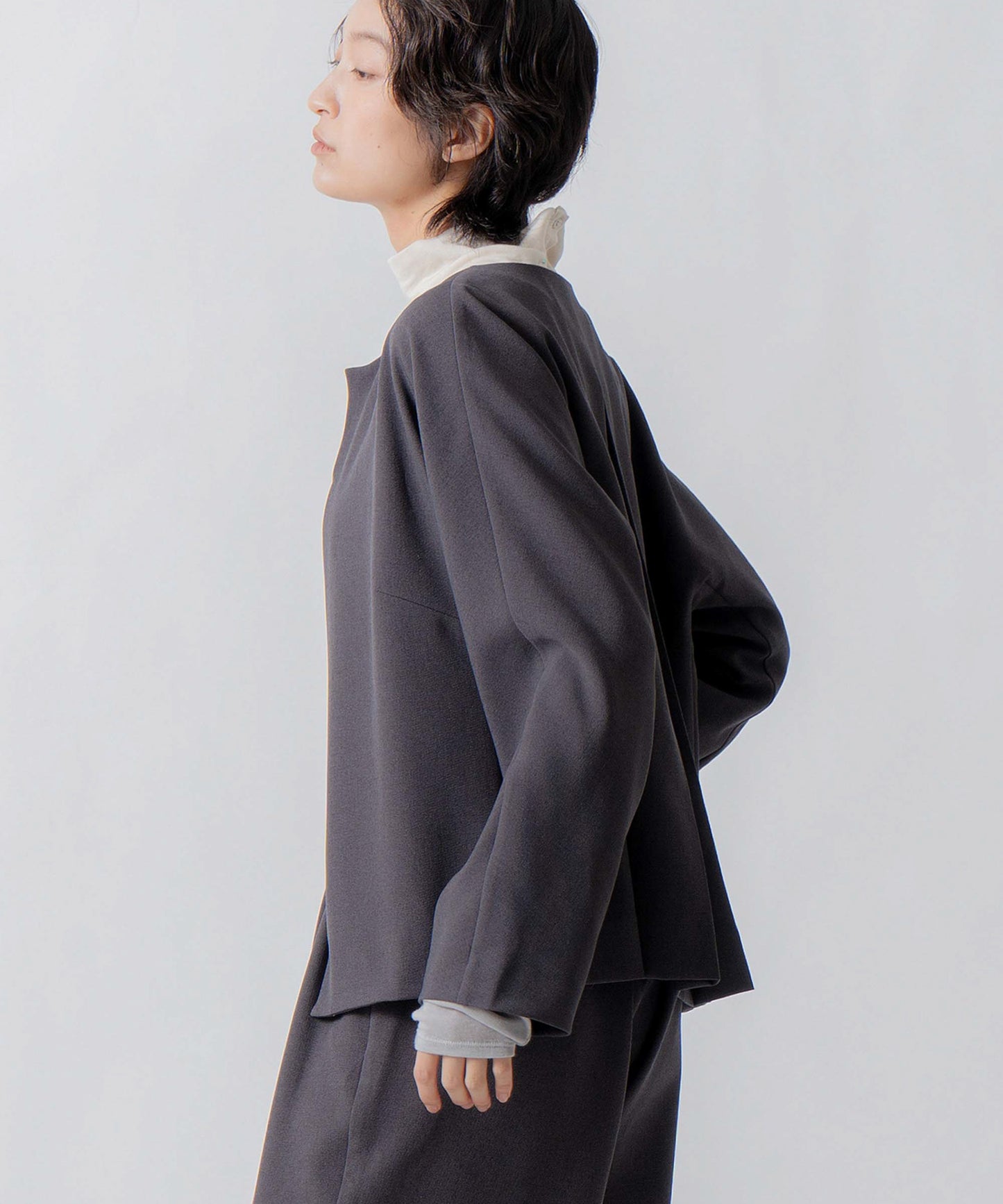no collar jacket / WHT23HJK4021