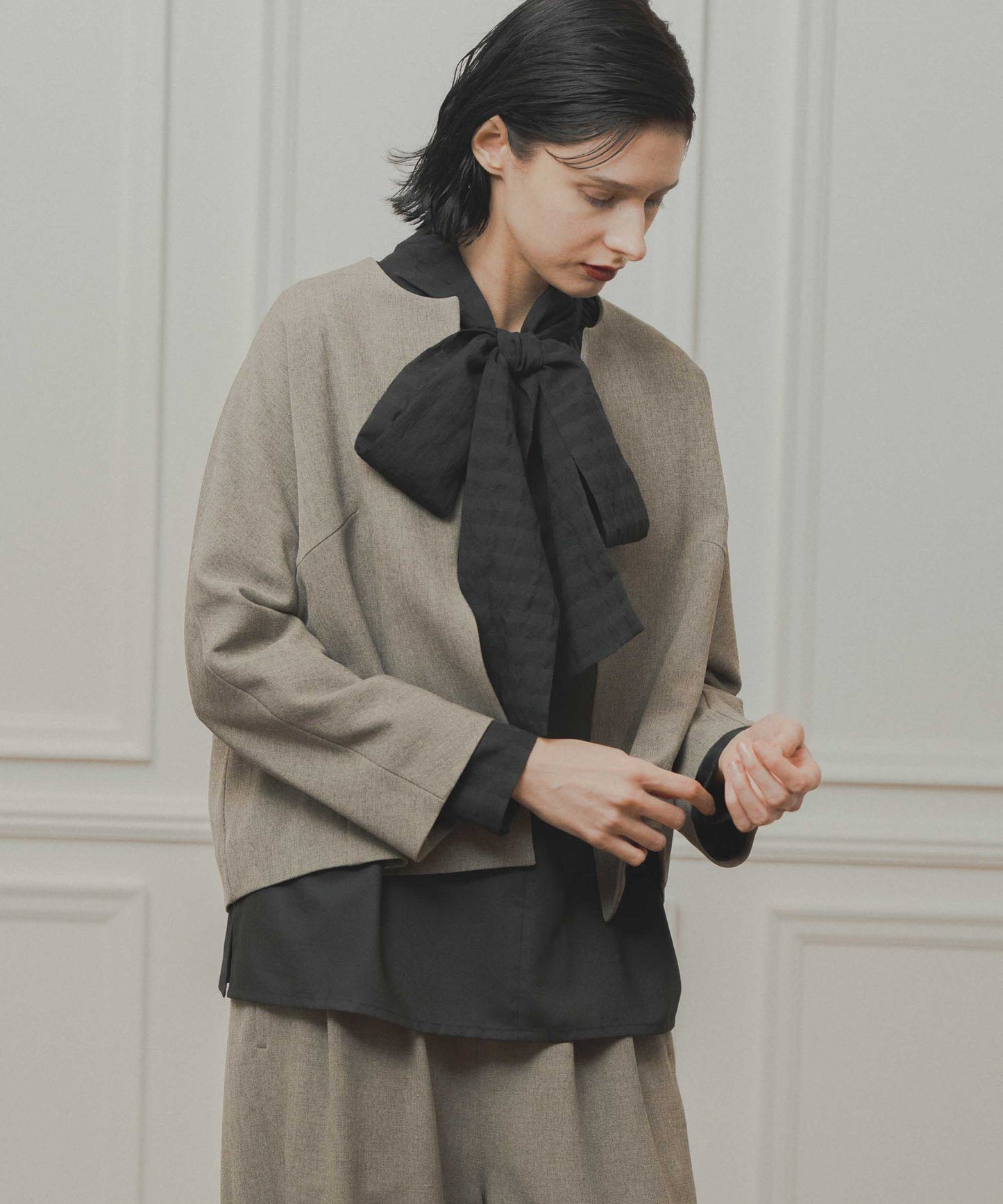 no collar jacket / WHT23HJK4021