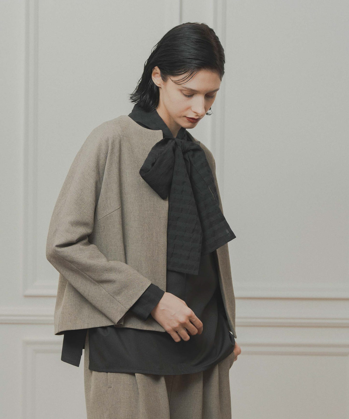 no collar jacket / WHT23HJK4021