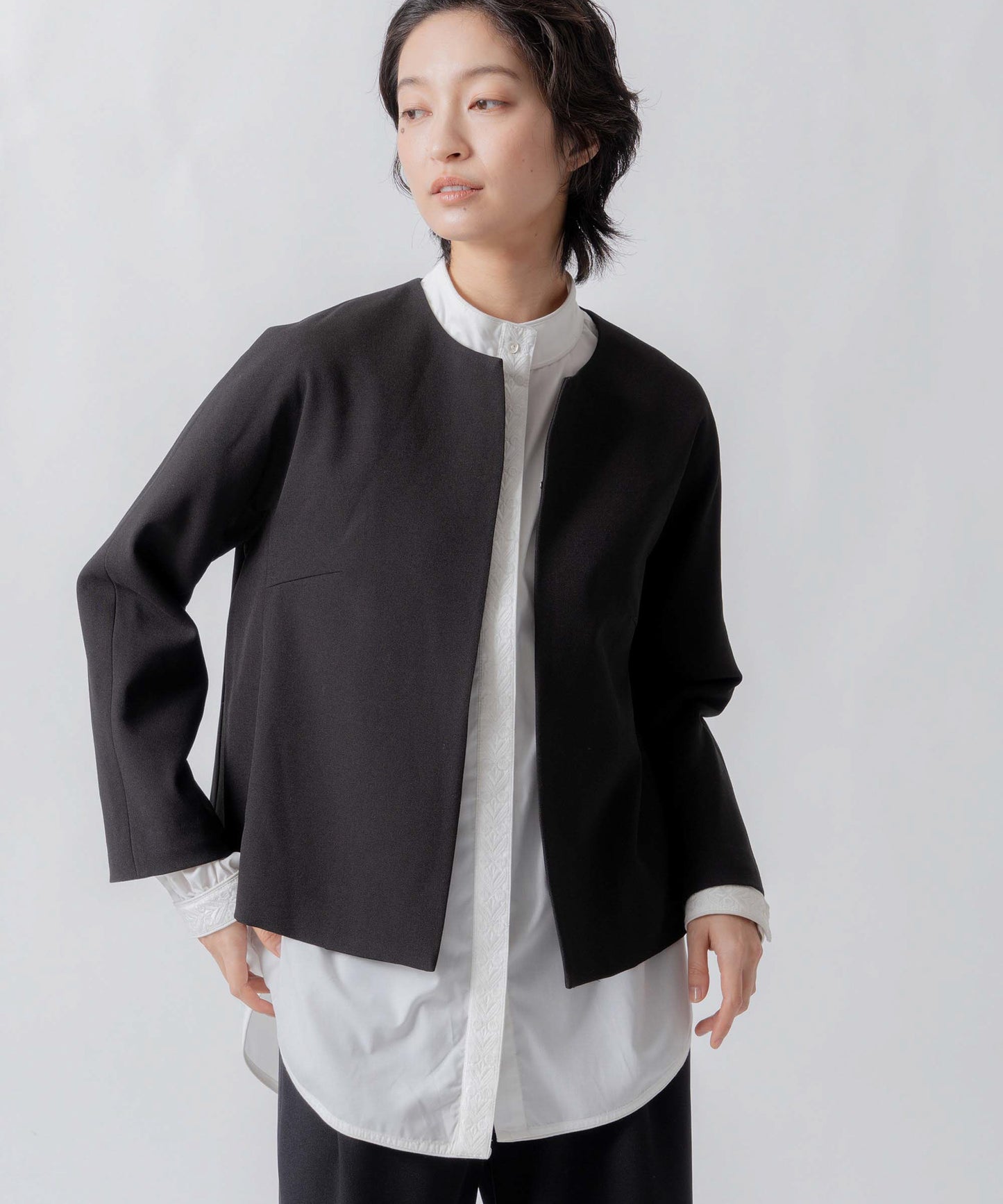 no collar jacket / WHT23HJK4021