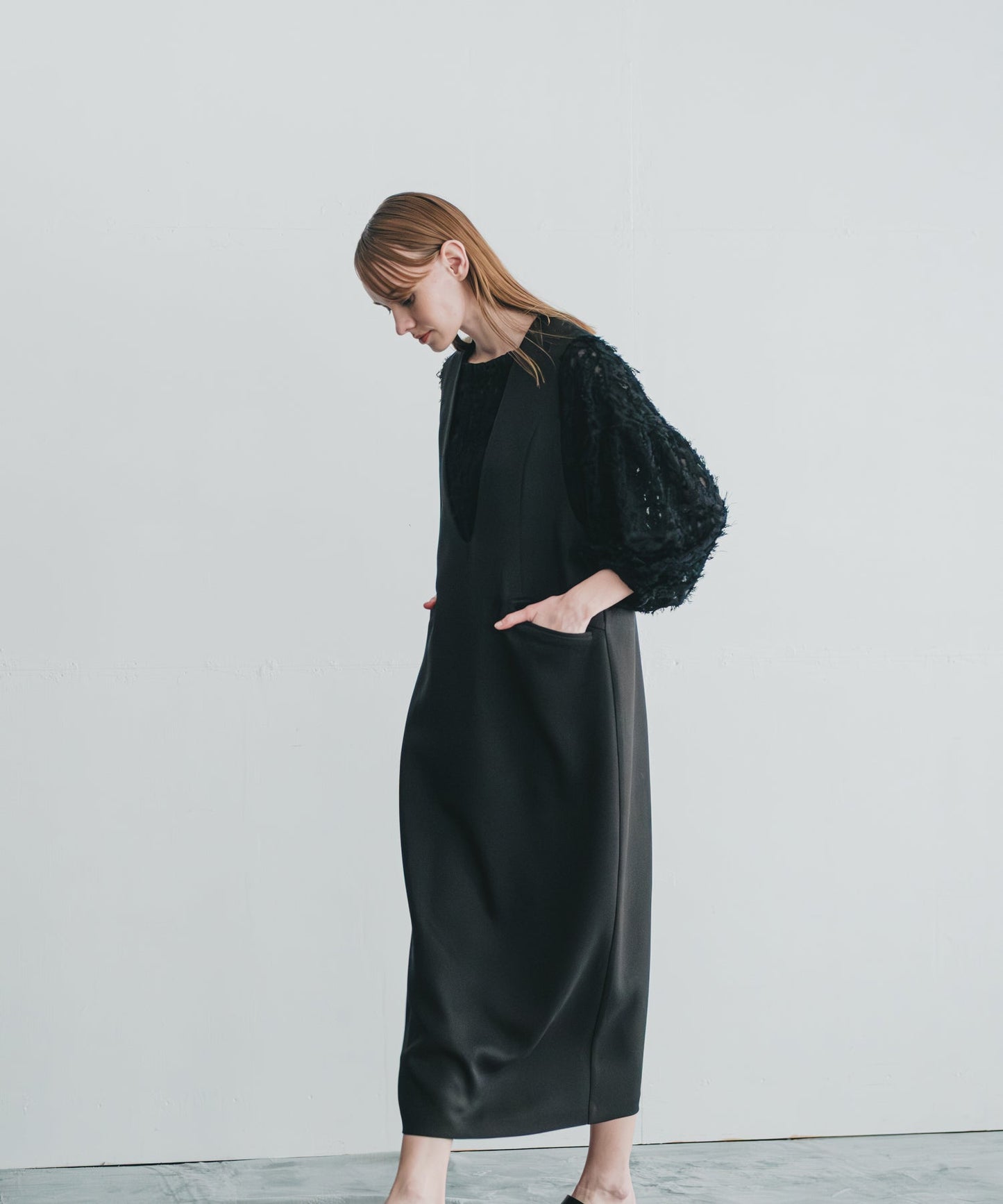 jacquard volume blouse / WHT24FBL4053