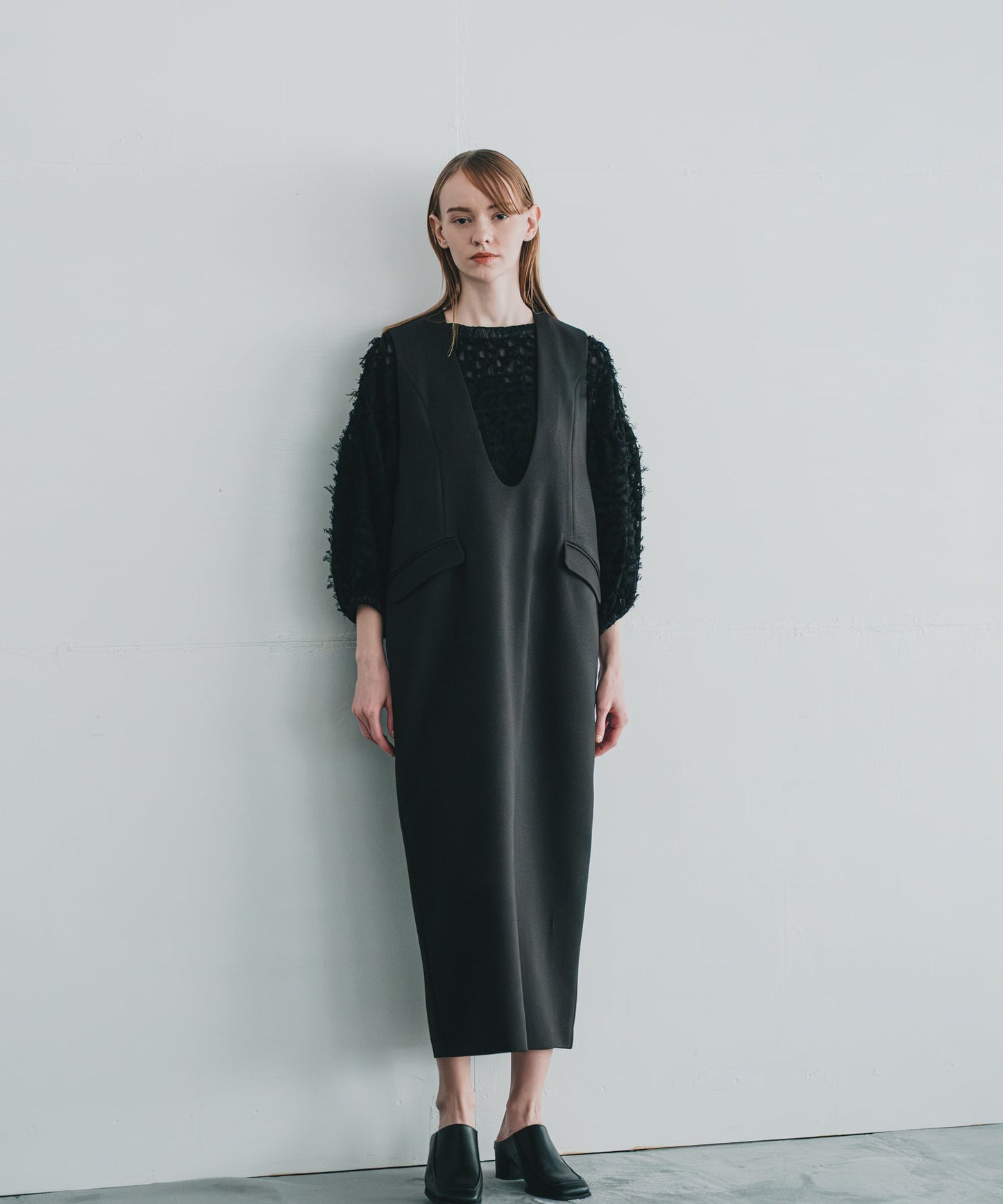 jacquard volume blouse / WHT24FBL4053