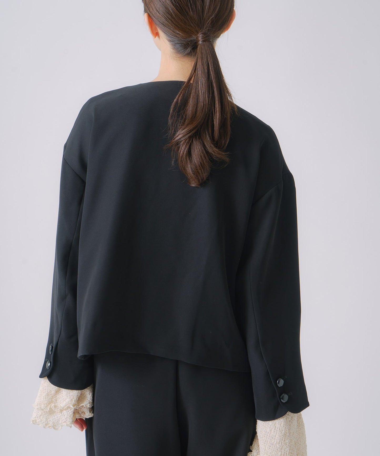 no collar button jacket / WHT24FJK4035