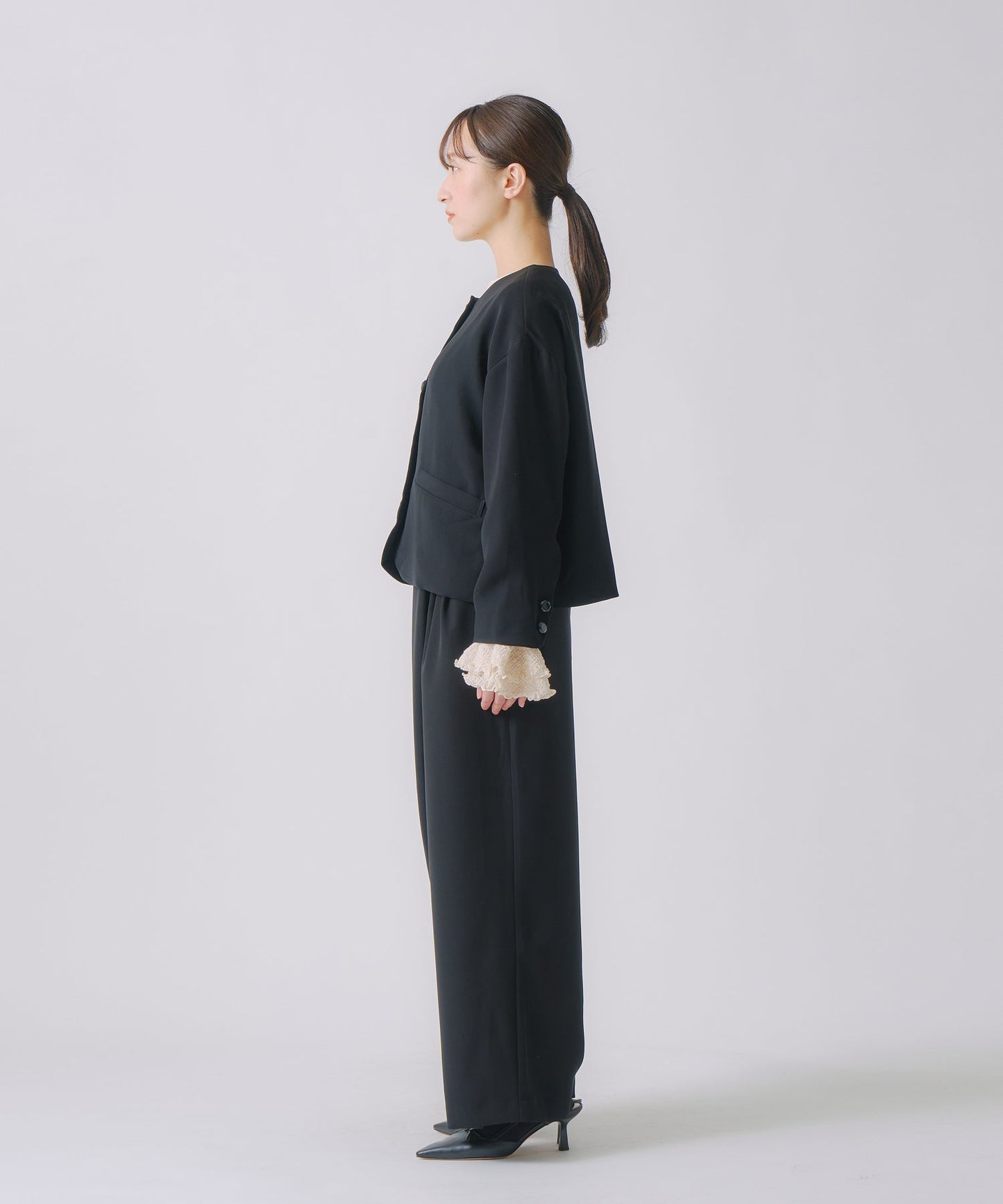 no collar button jacket / WHT24FJK4035