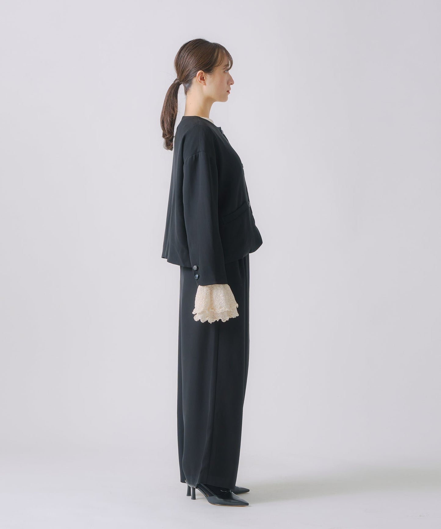 no collar button jacket / WHT24FJK4035