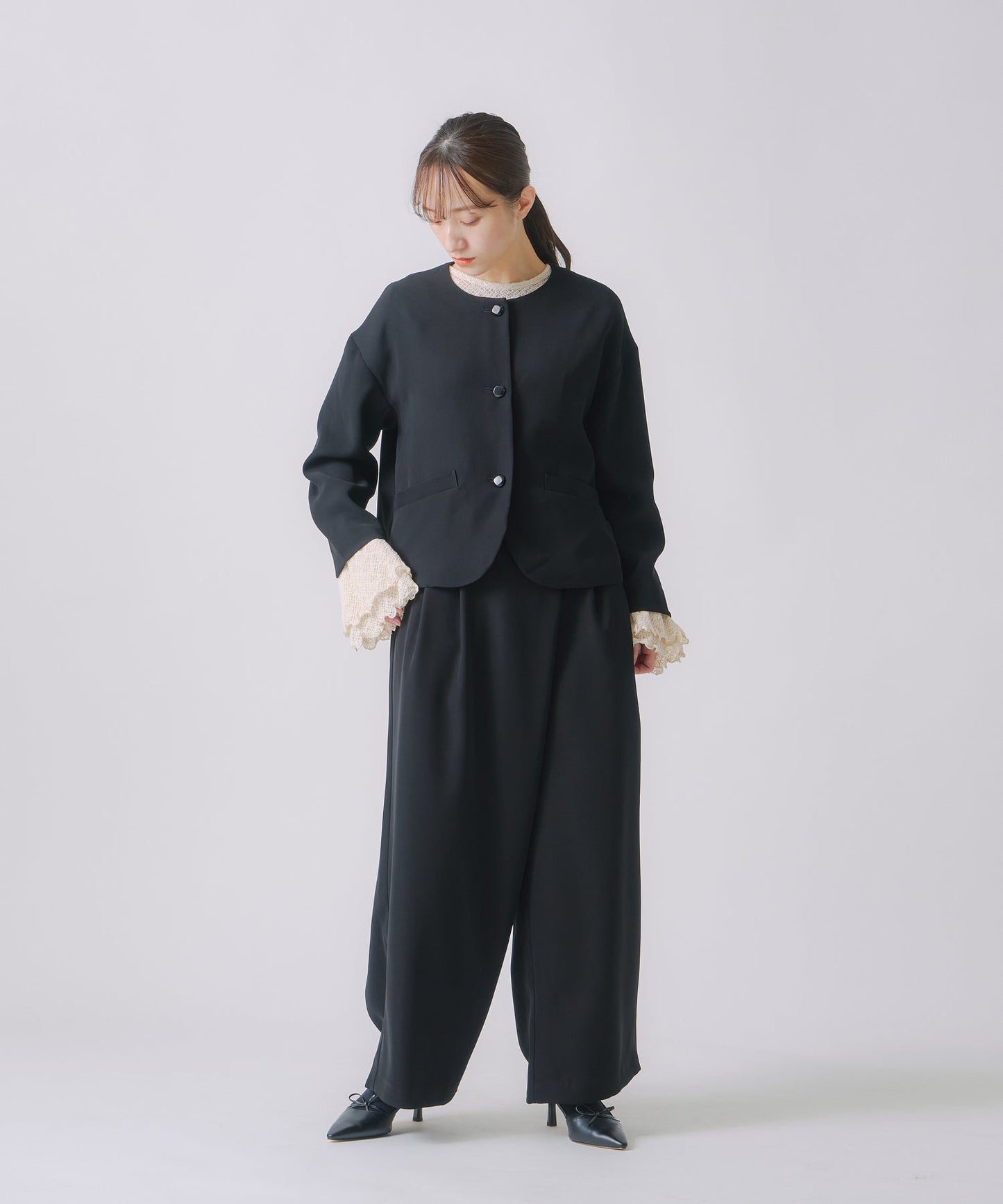 no collar button jacket / WHT24FJK4035