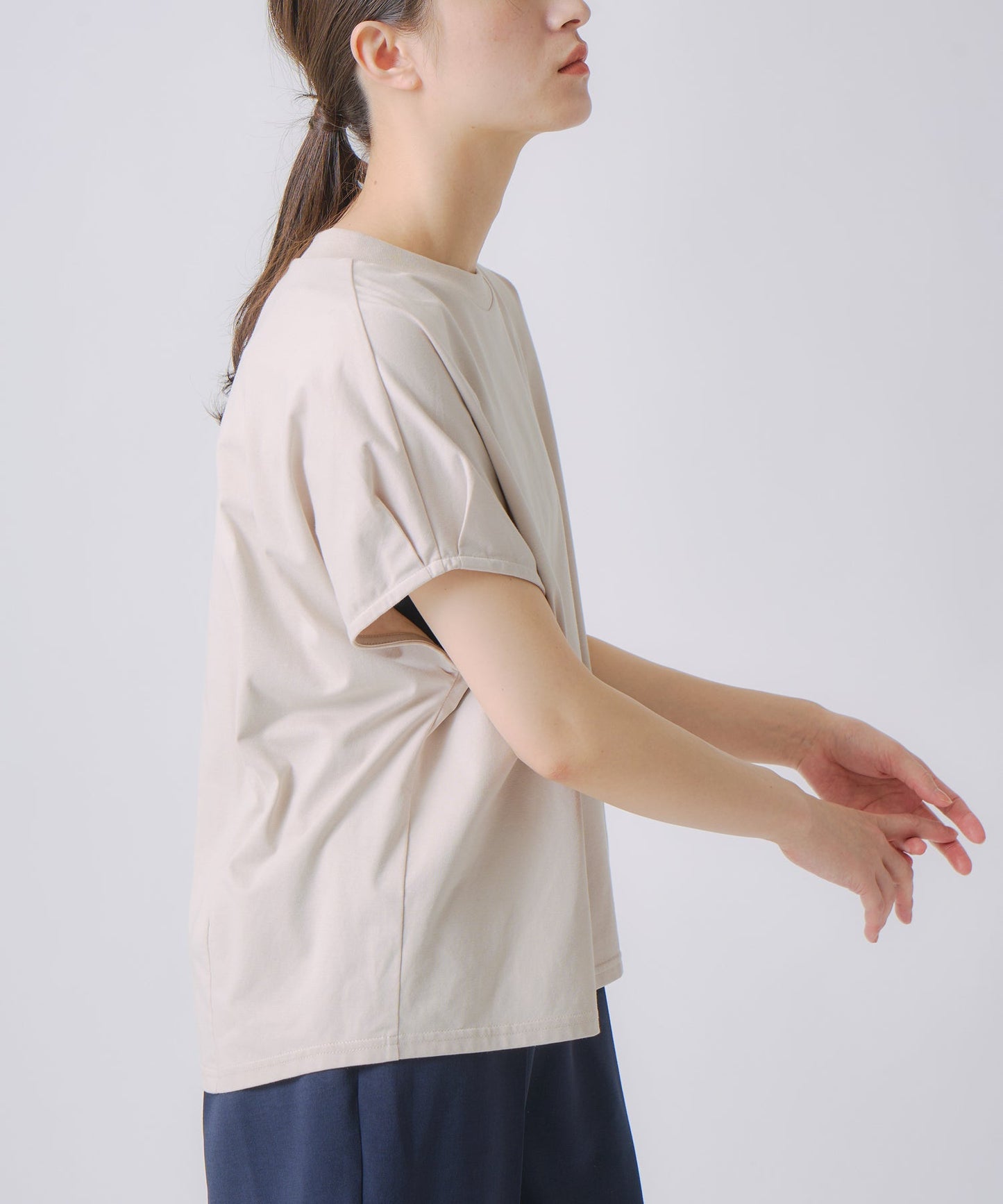 drop french sleeve tee / WHT25HBL4071