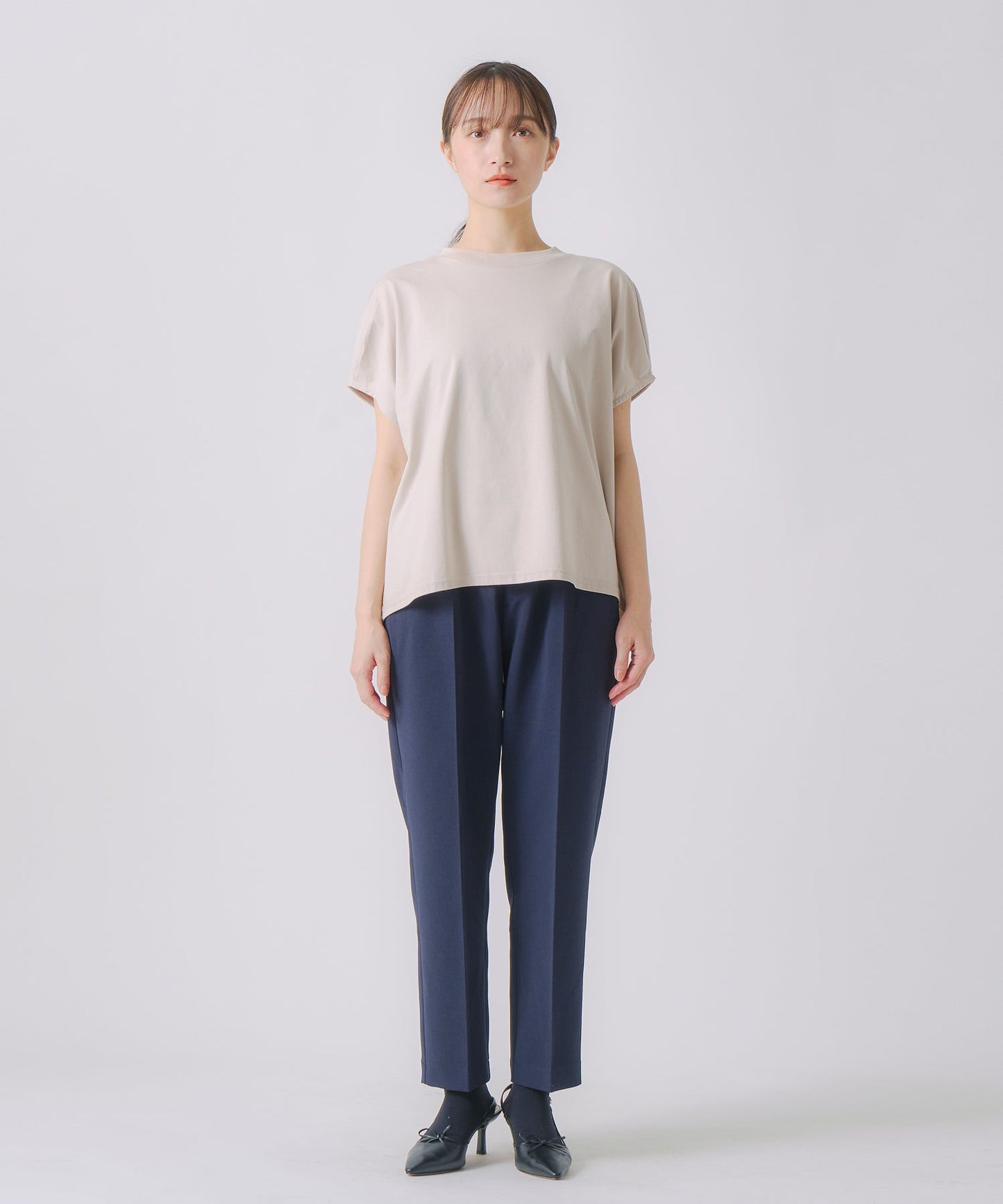 drop french sleeve tee / WHT25HBL4071