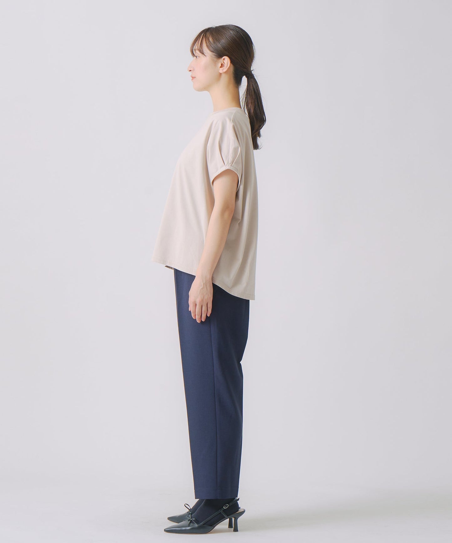 drop french sleeve tee / WHT25HBL4071