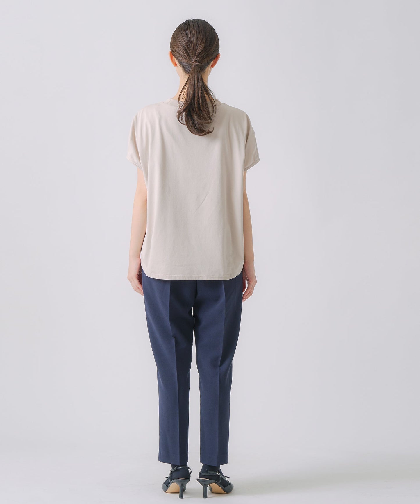 drop french sleeve tee / WHT25HBL4071