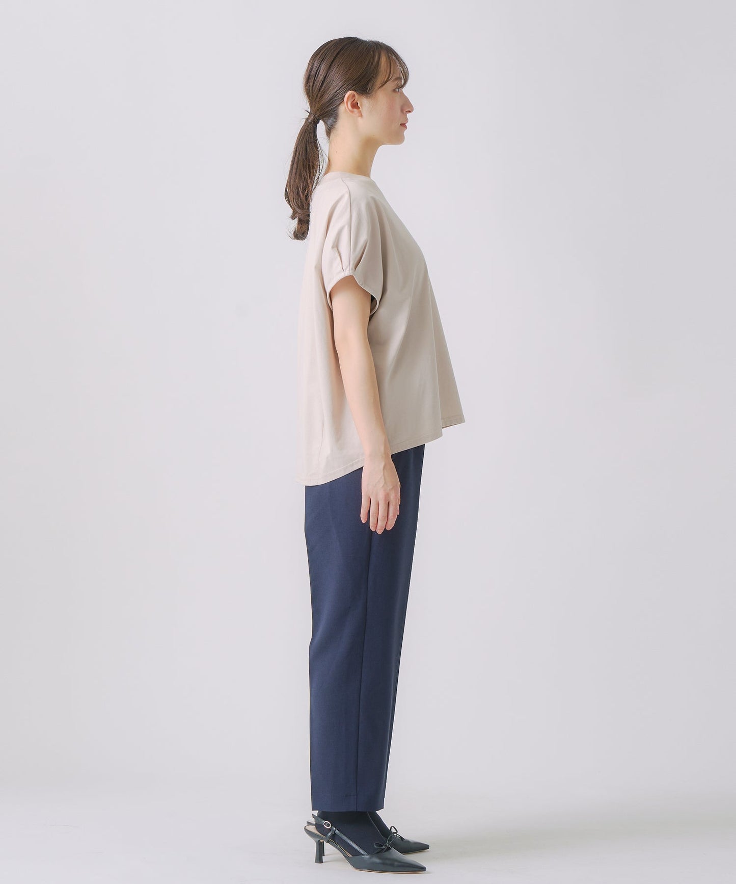 drop french sleeve tee / WHT25HBL4071