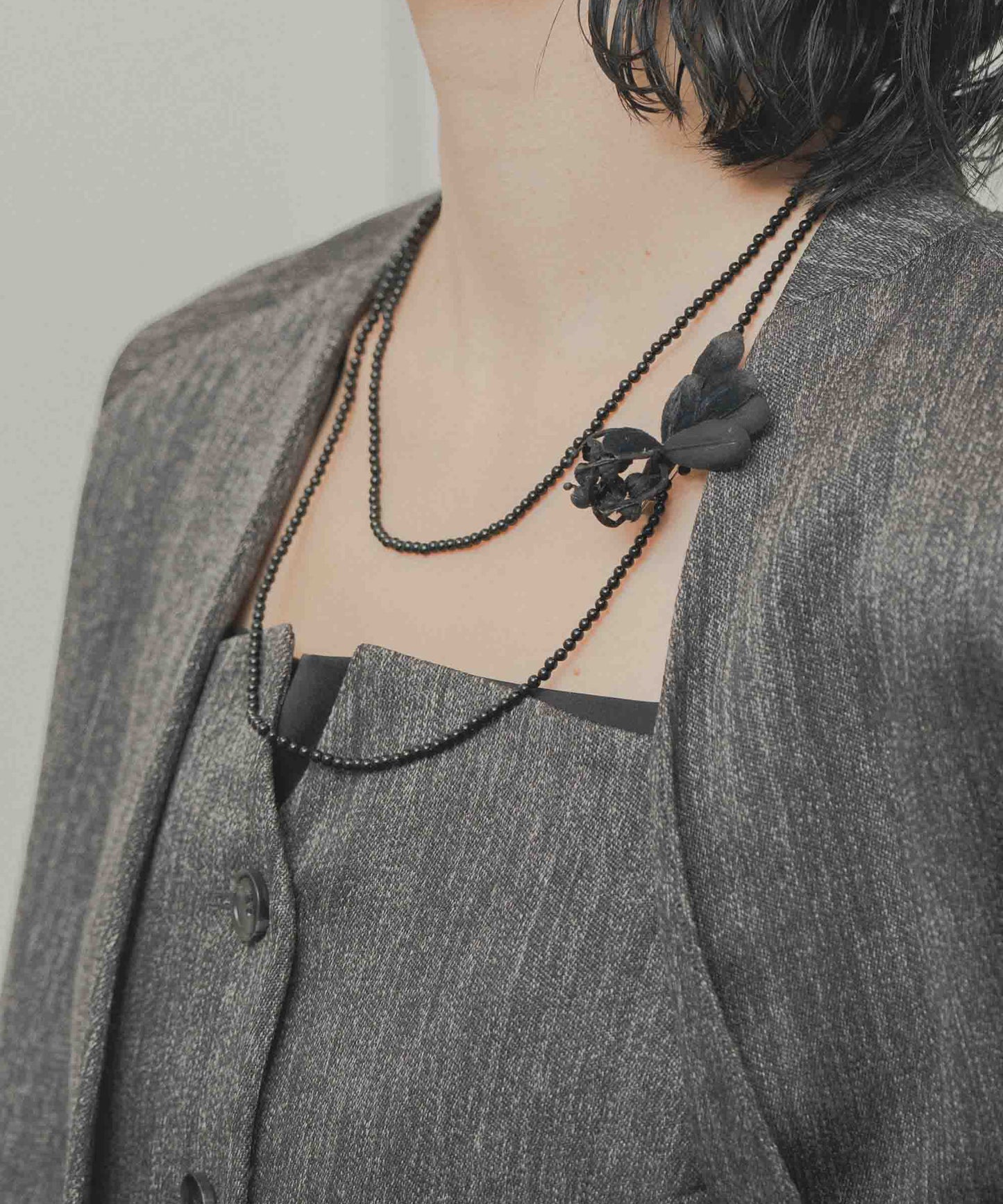 beads flower 3way necklace / WHT26FAC4021