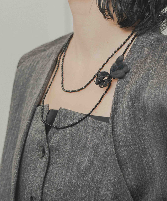 beads flower 3way necklace / WHT26FAC4021
