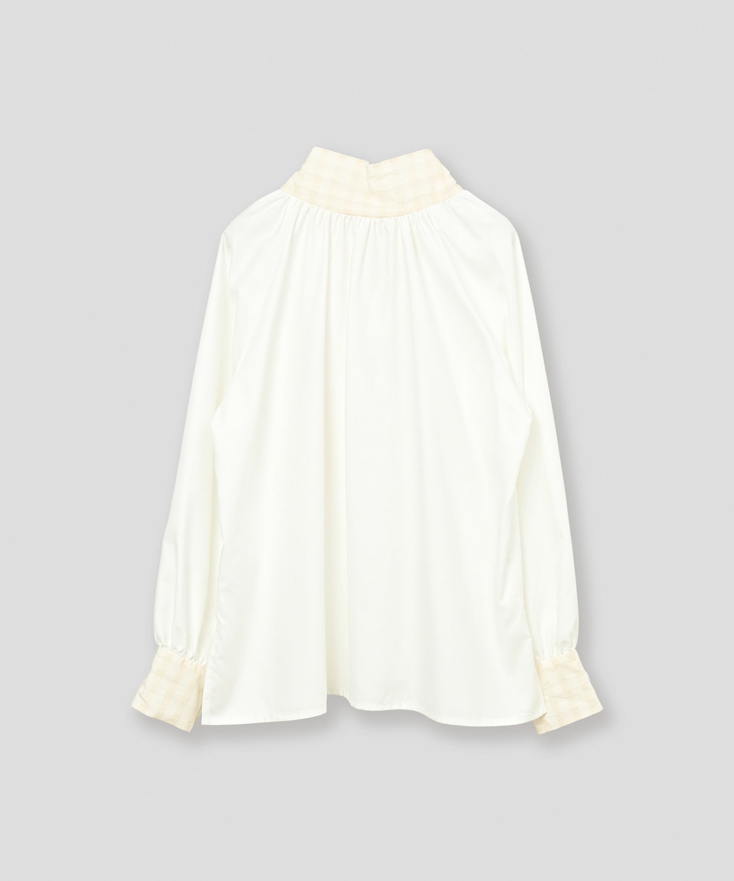 check pattern bou tie blouse / WHT26FBL4101