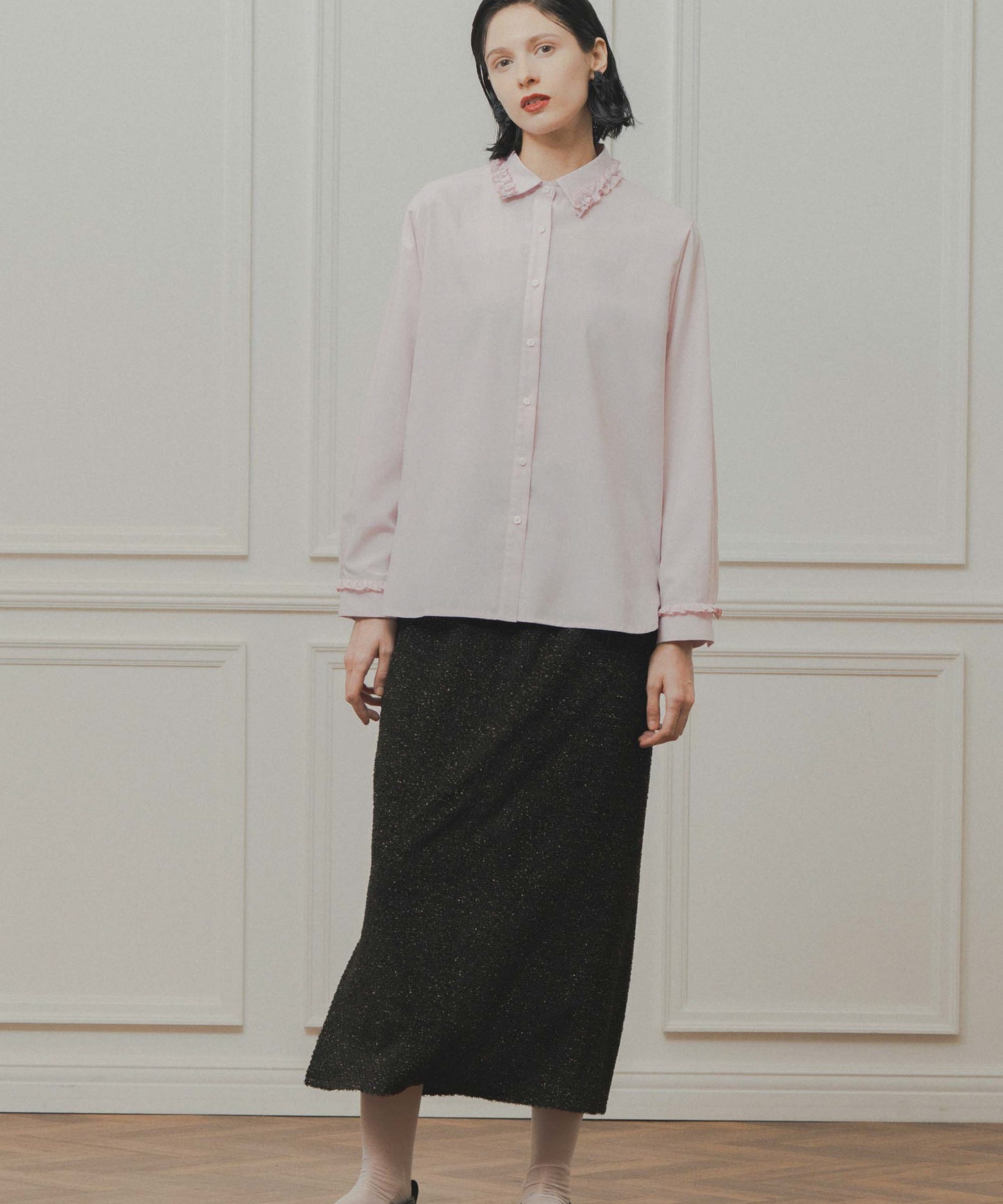 frill collar blouse / WHT26FBL4102